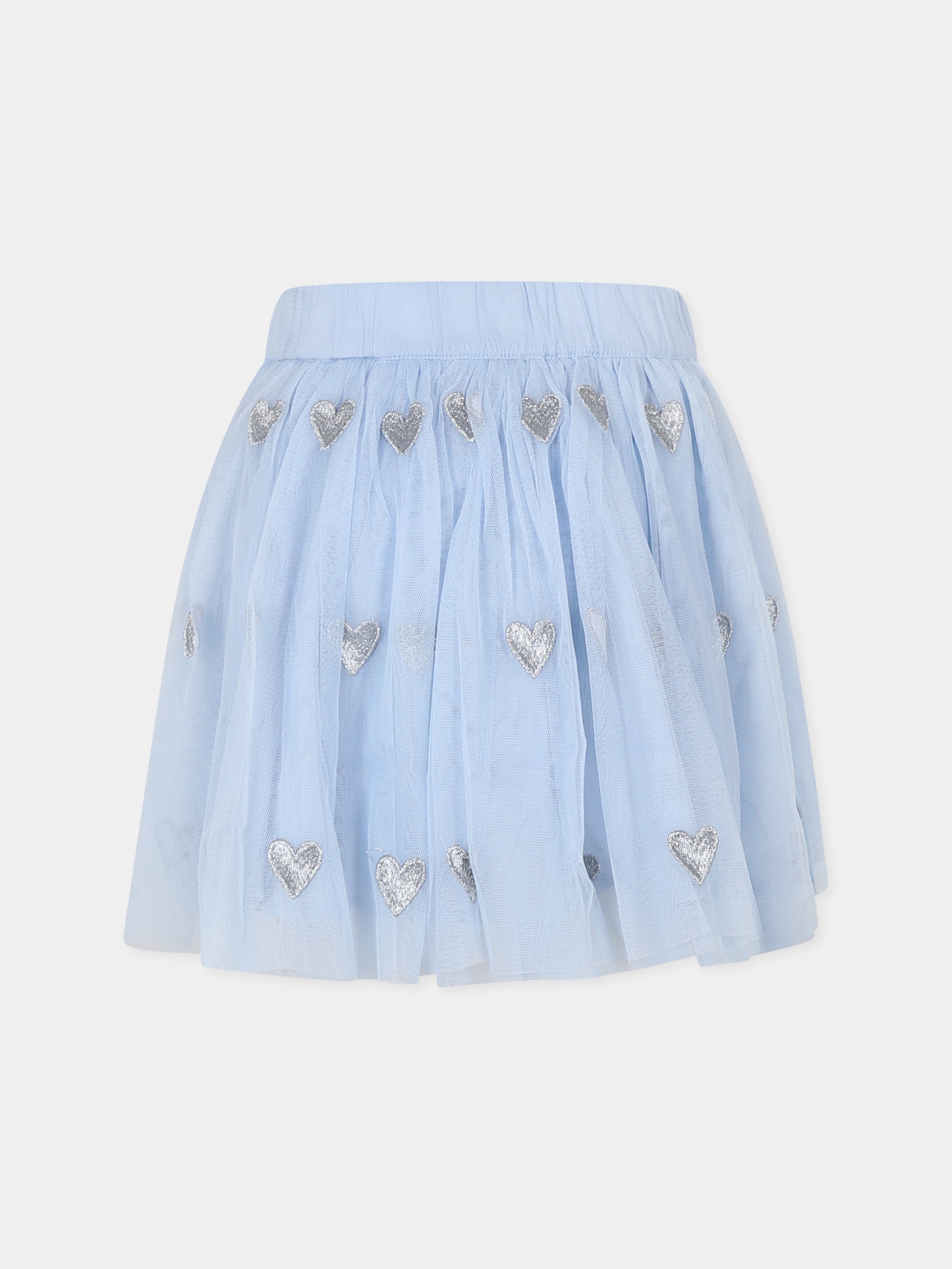 Gonna celeste per bambina con cuori,Stella Mccartney Kids,TT7A21 Z1309 602EM