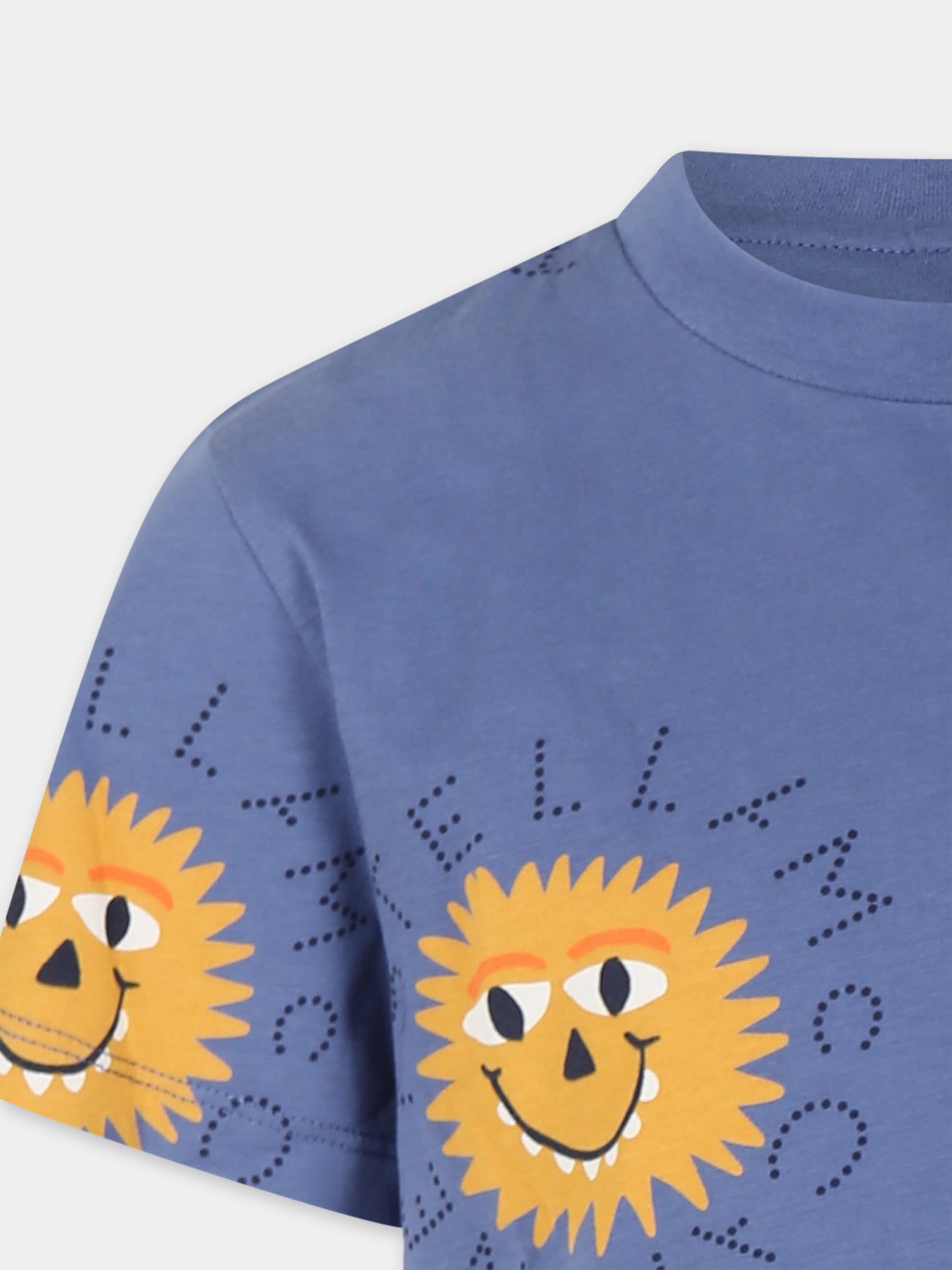 T-shirt blu per bambino con mostri e logo all over,Stella Mccartney Kids,TT8Q81 Z1426 668MC