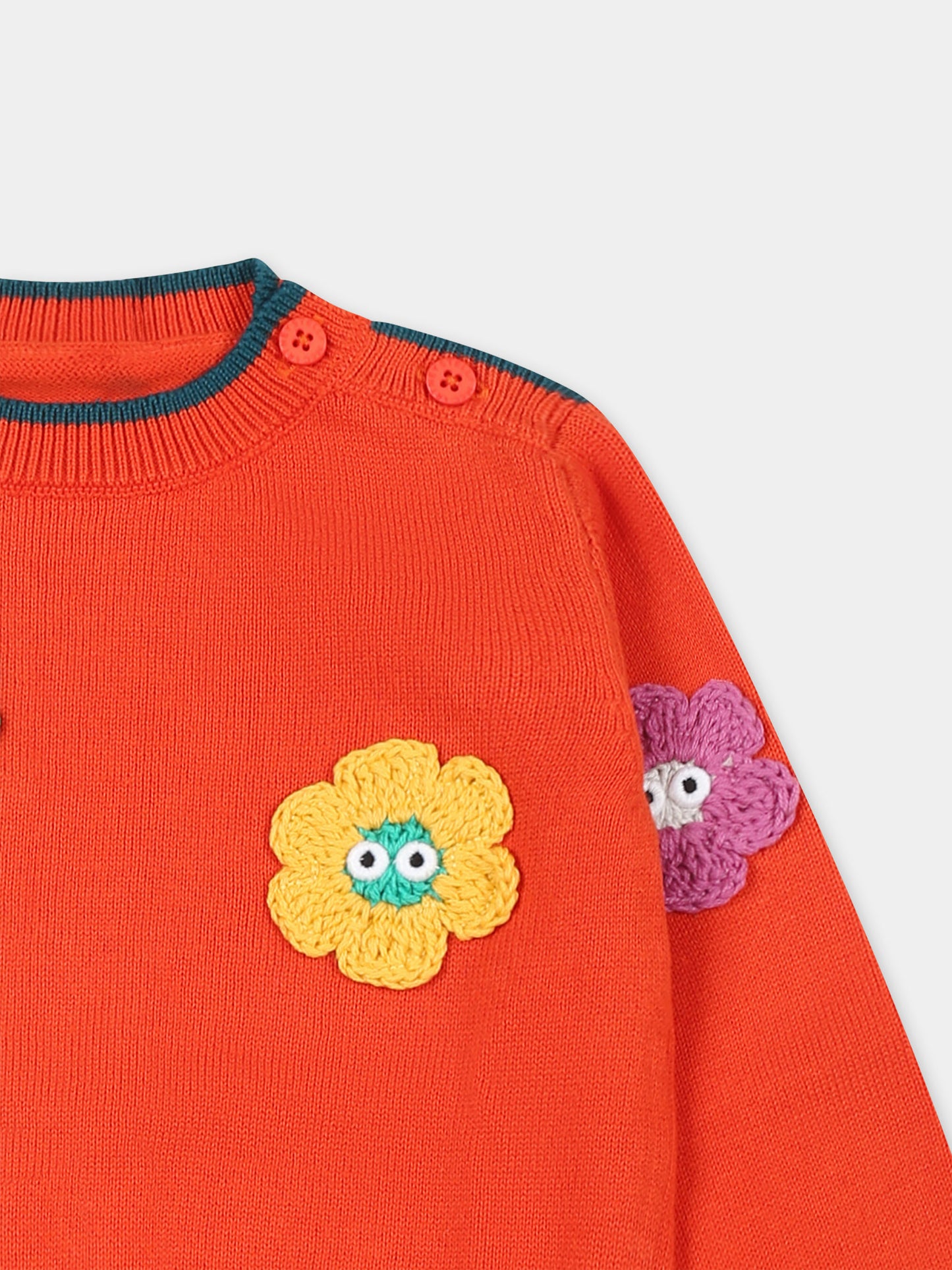 Maglione arancione per neonata con fiori,Stella Mccartney Kids,TT9040 Z1528 437