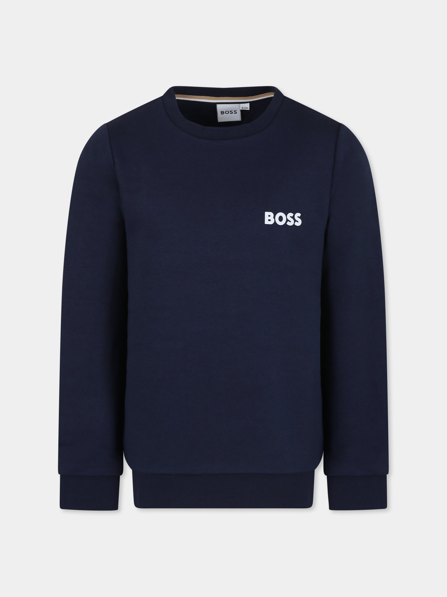 Maglione blu per bambino con logo,Boss,J25Q12 849