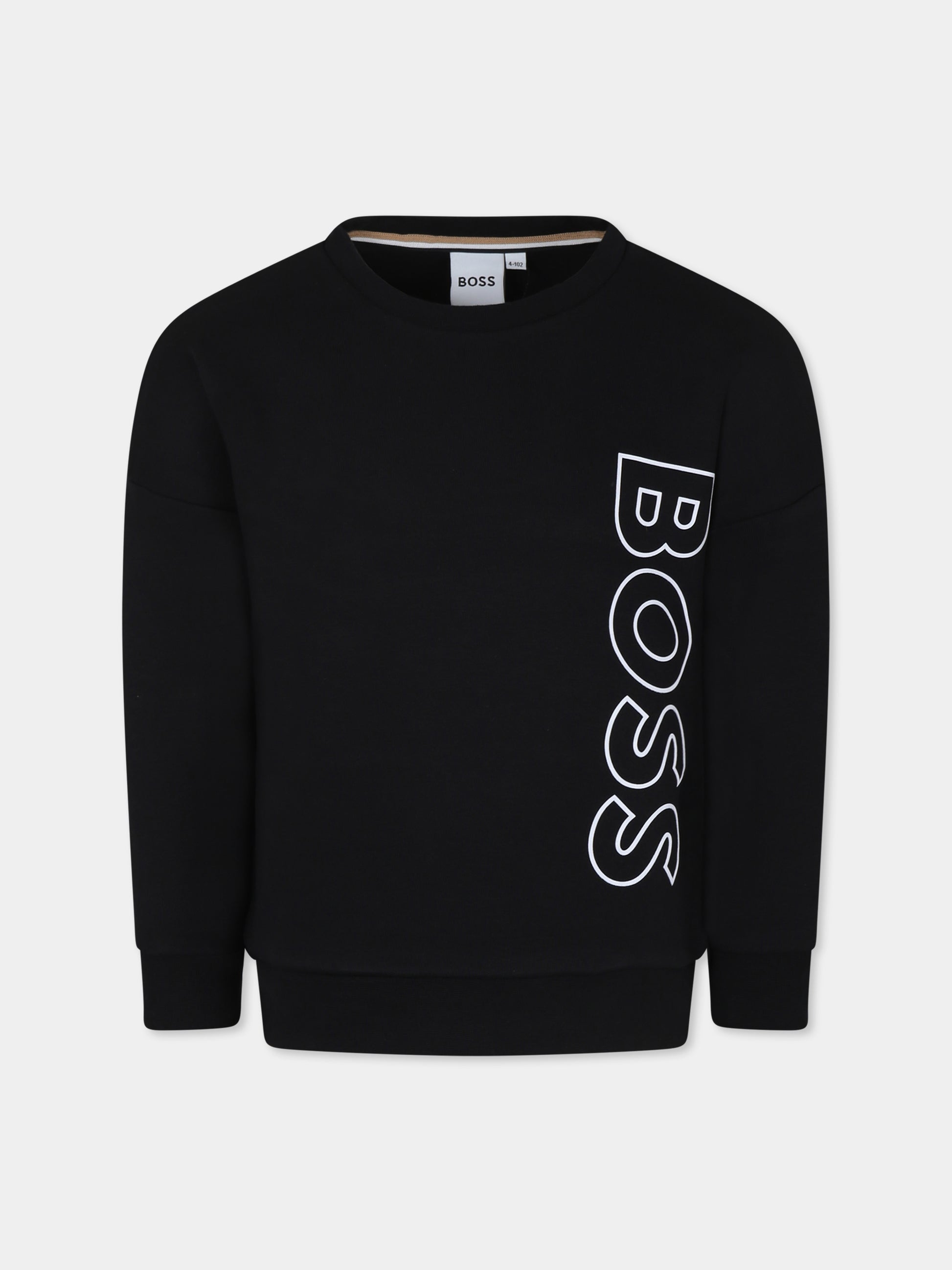 Felpa nera per bambino con logo,Boss,J25Q13 09B