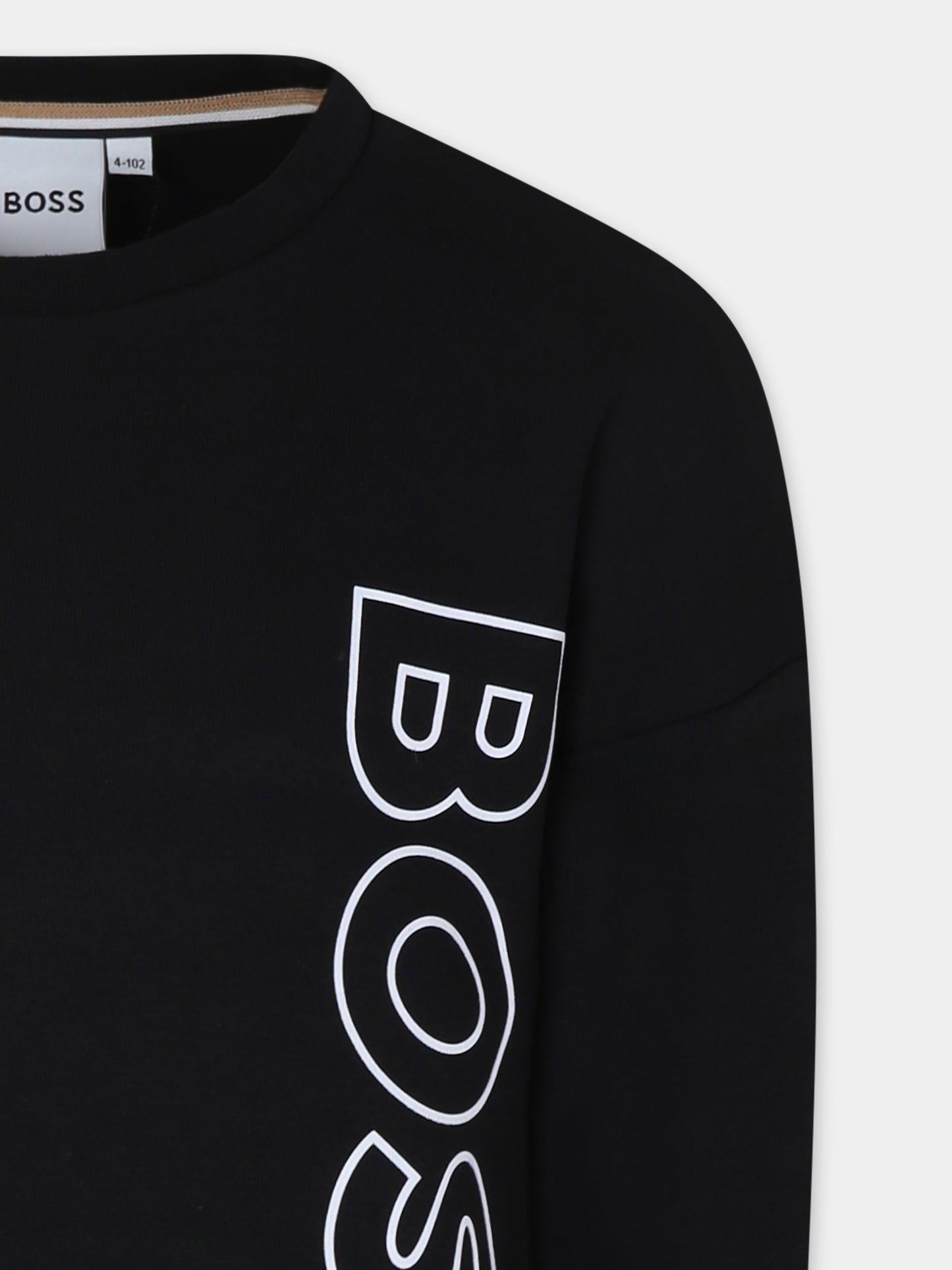 Felpa nera per bambino con logo,Boss,J25Q13 09B