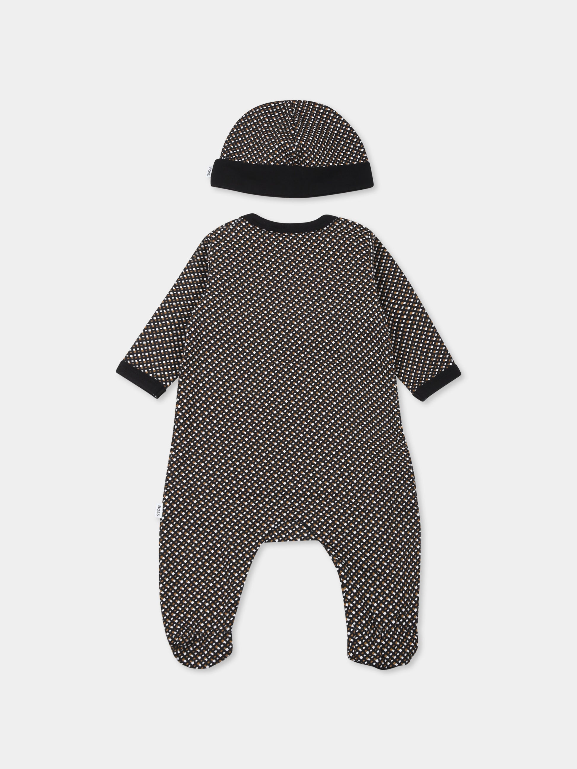 Set tutina nero per neonato con monogramma all over,Boss,J98438 09B