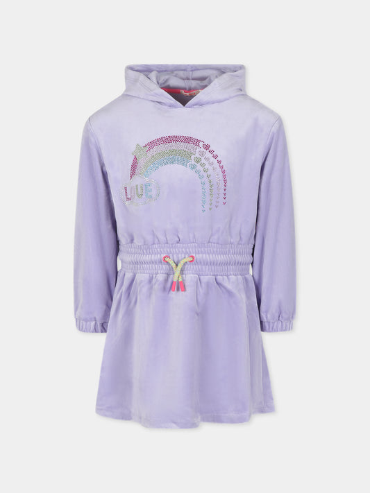 Vestito lilla per bambina con arcobaleno,Billieblush,U12860 925