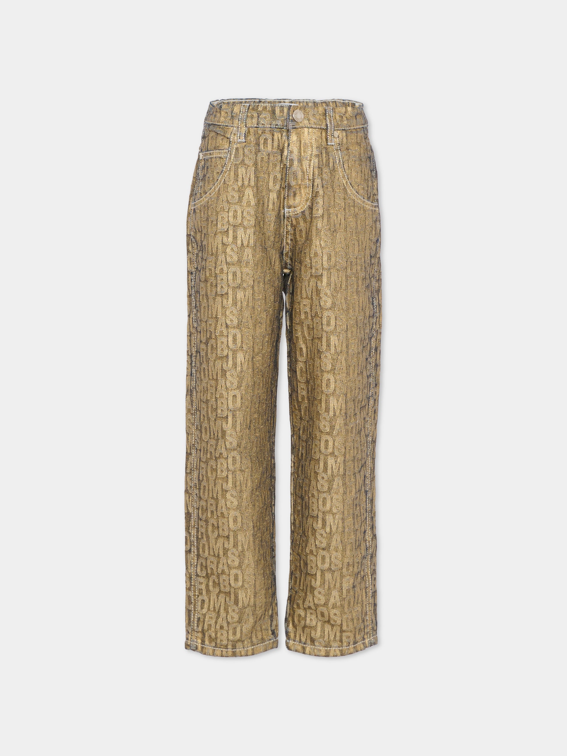 Pantaloni oro per bambina con logo,Marc Jacobs,W60251 32C