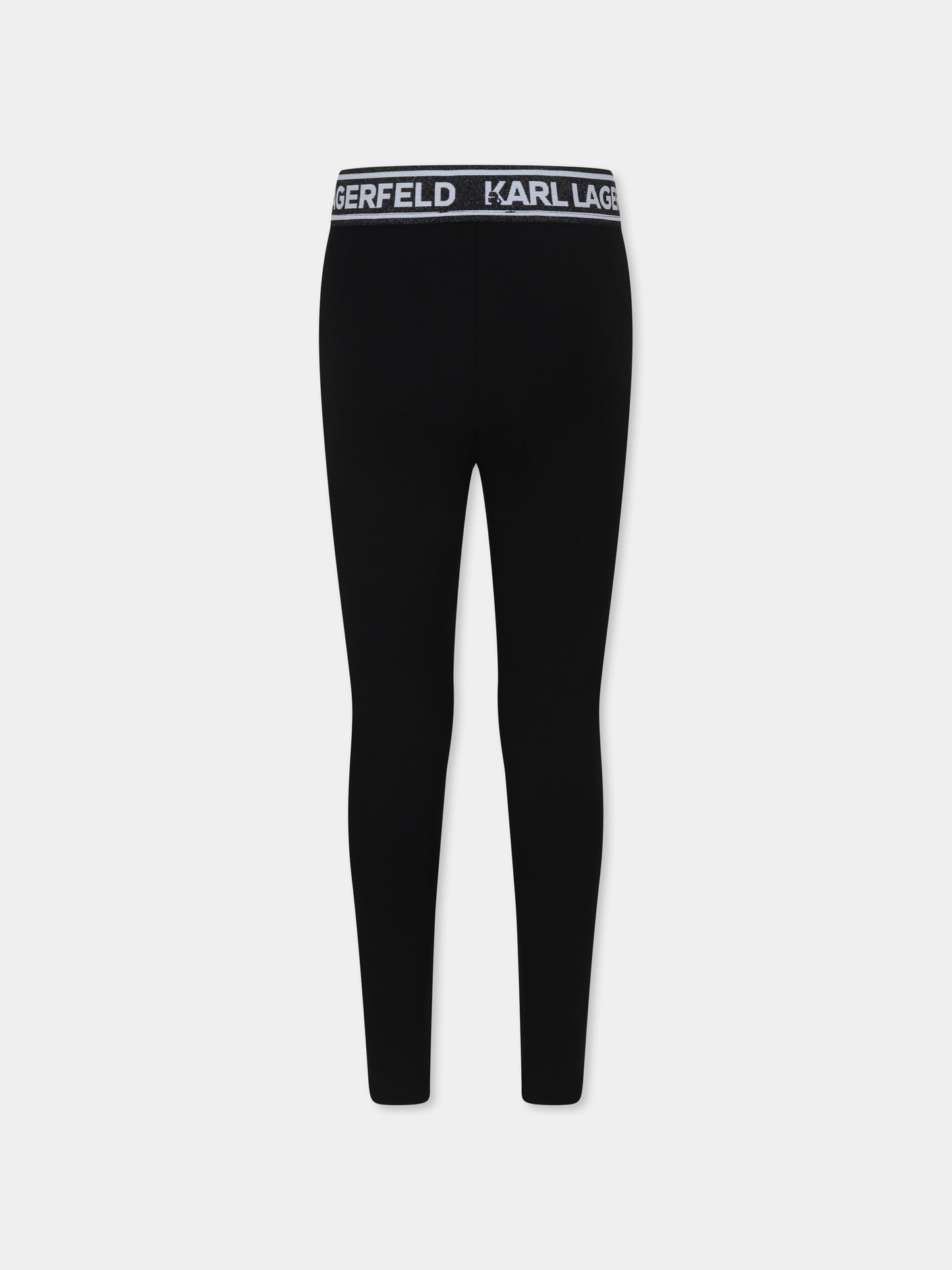 Leggings neri per bambina con logo,Karl Lagerfeld Kids,Z30202 09B