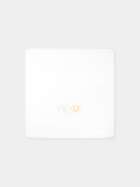 Coperta bianca per neonati con logo,Fendi Kids,BUJ304 ST8 F19J5