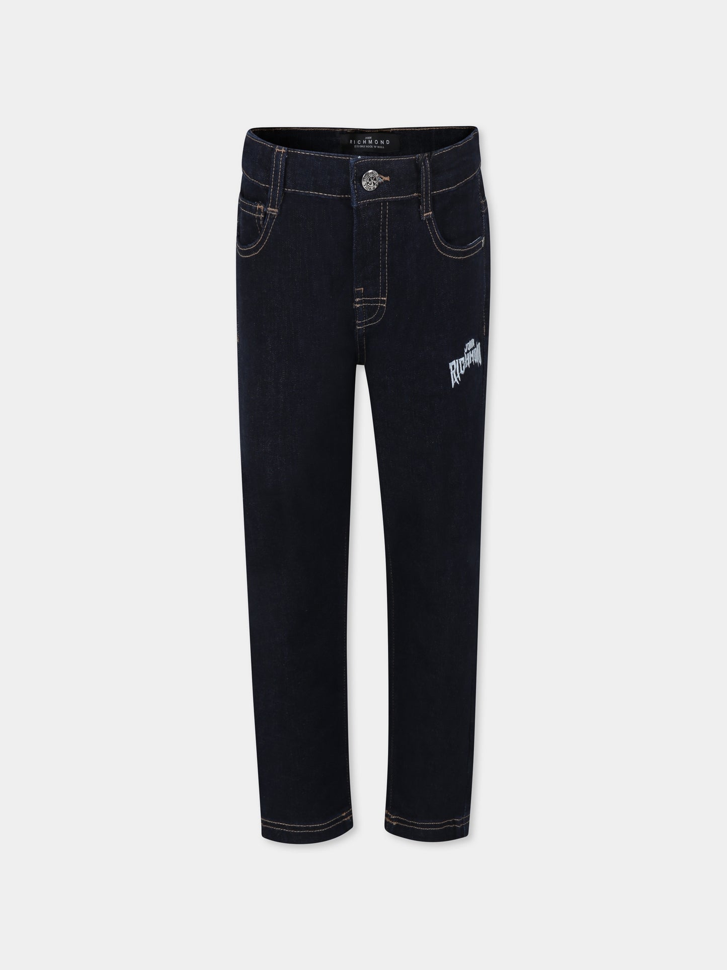 Jeans blu per bambino con logo,Richmond,RBA24046JE DENIM BLUE DARK