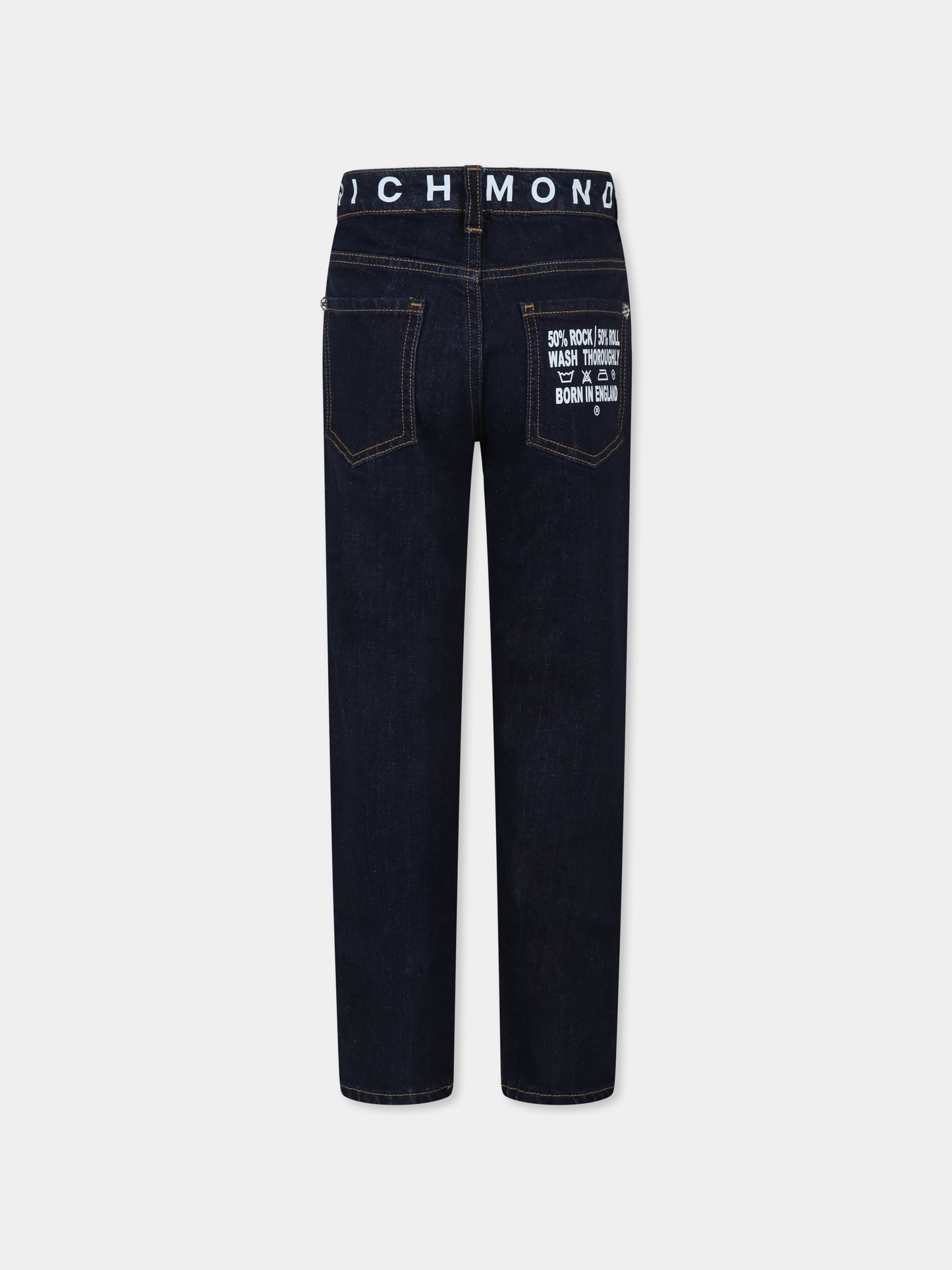 Jeans blu per bambino con logo,Richmond,RBA24093JE DENIM BLUE DARK