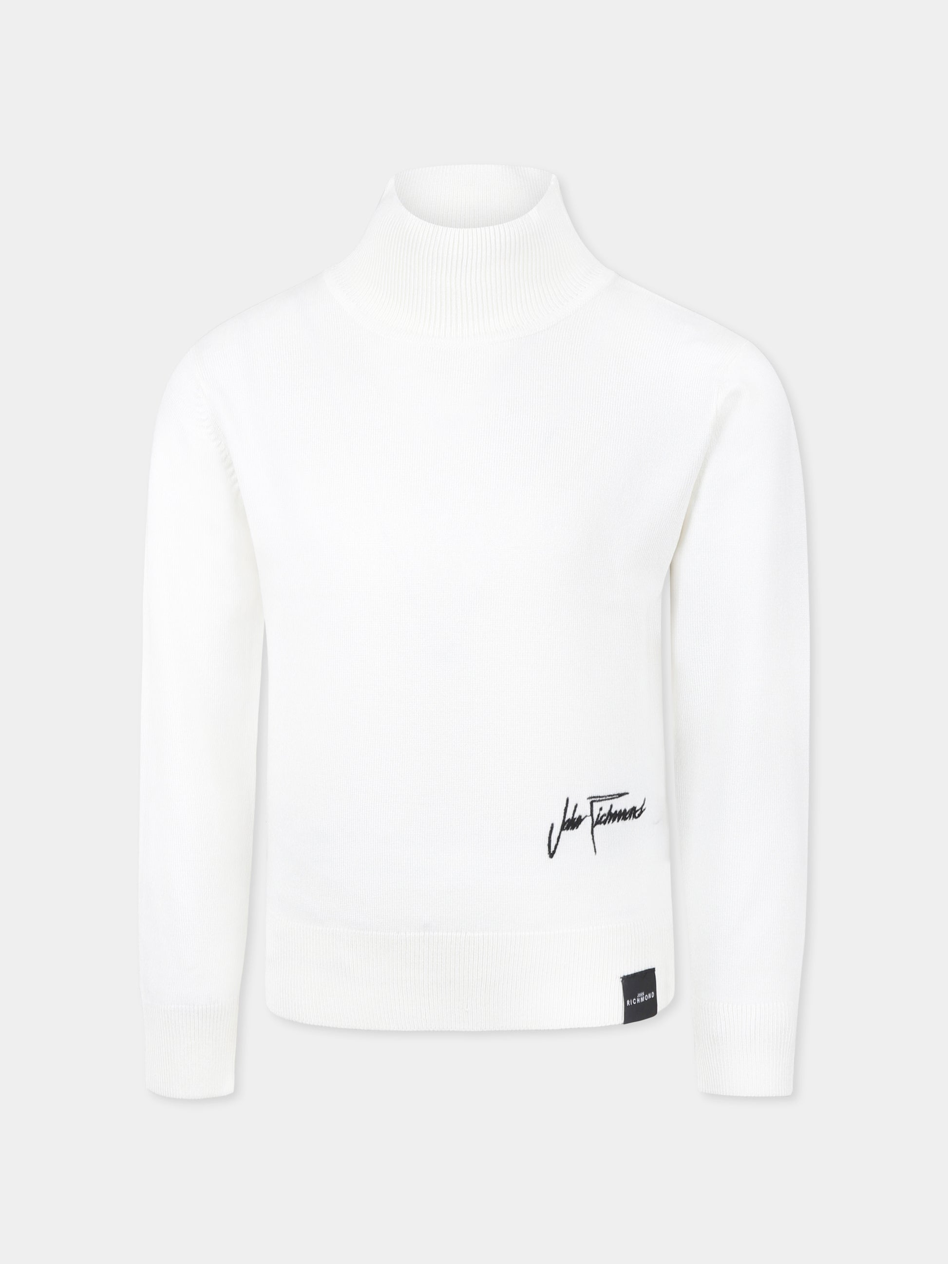 Dolcevita bianco per bambino con logo,Richmond,RBA24101LU OFF-WHITE