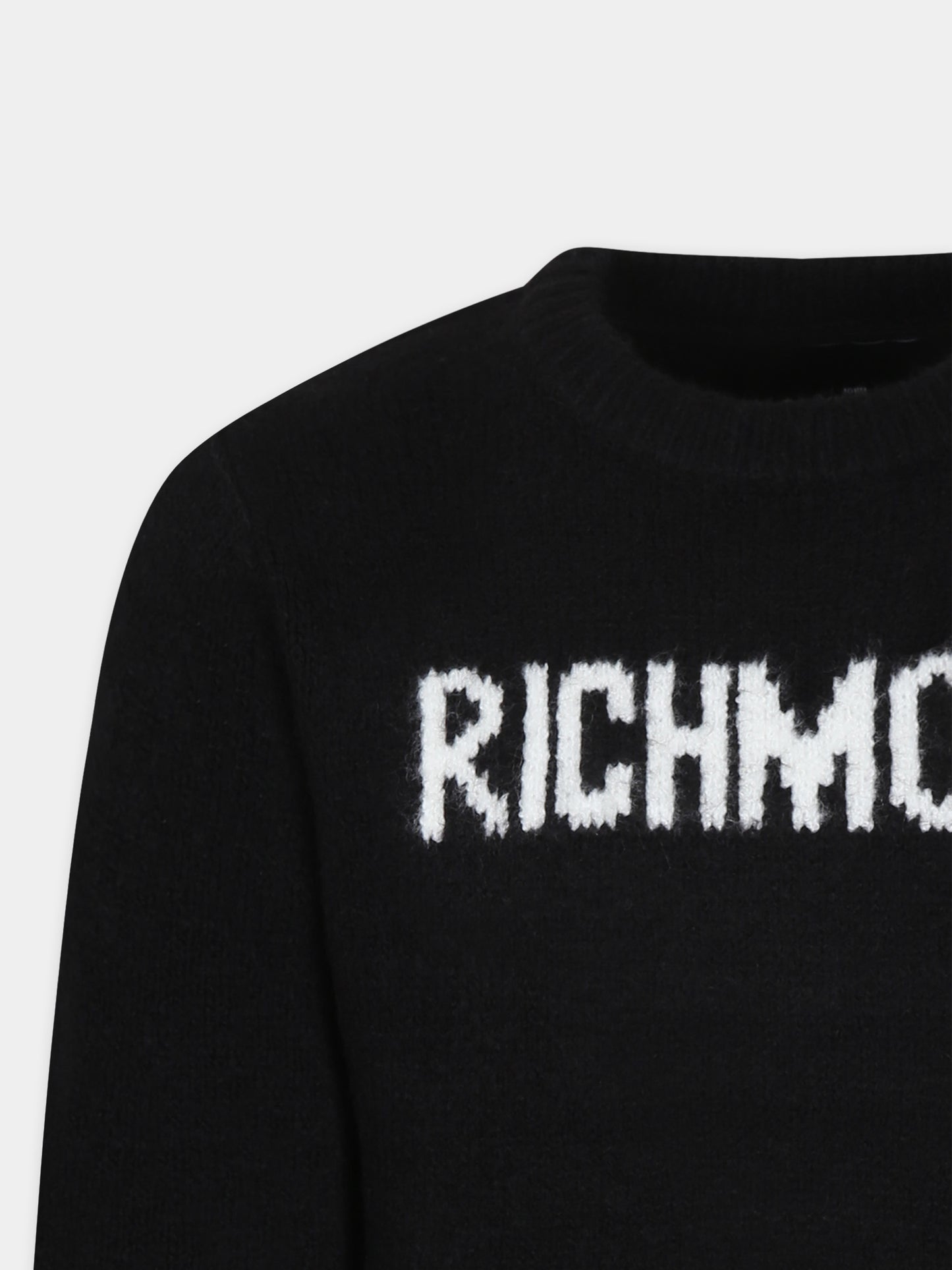 Maglione nero per bambino con logo,Richmond,RBA24161MA BLACK