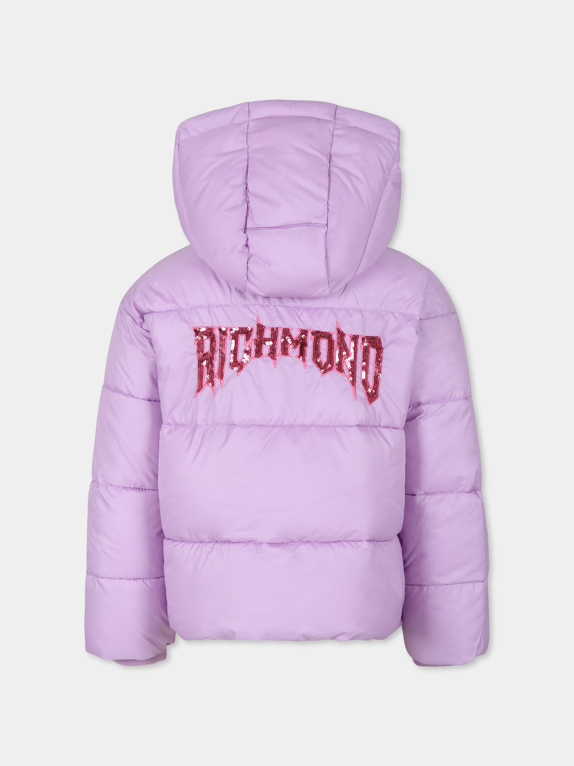 Piumino lilla per bambina con logo,Richmond,RGA24084PI ORCHID