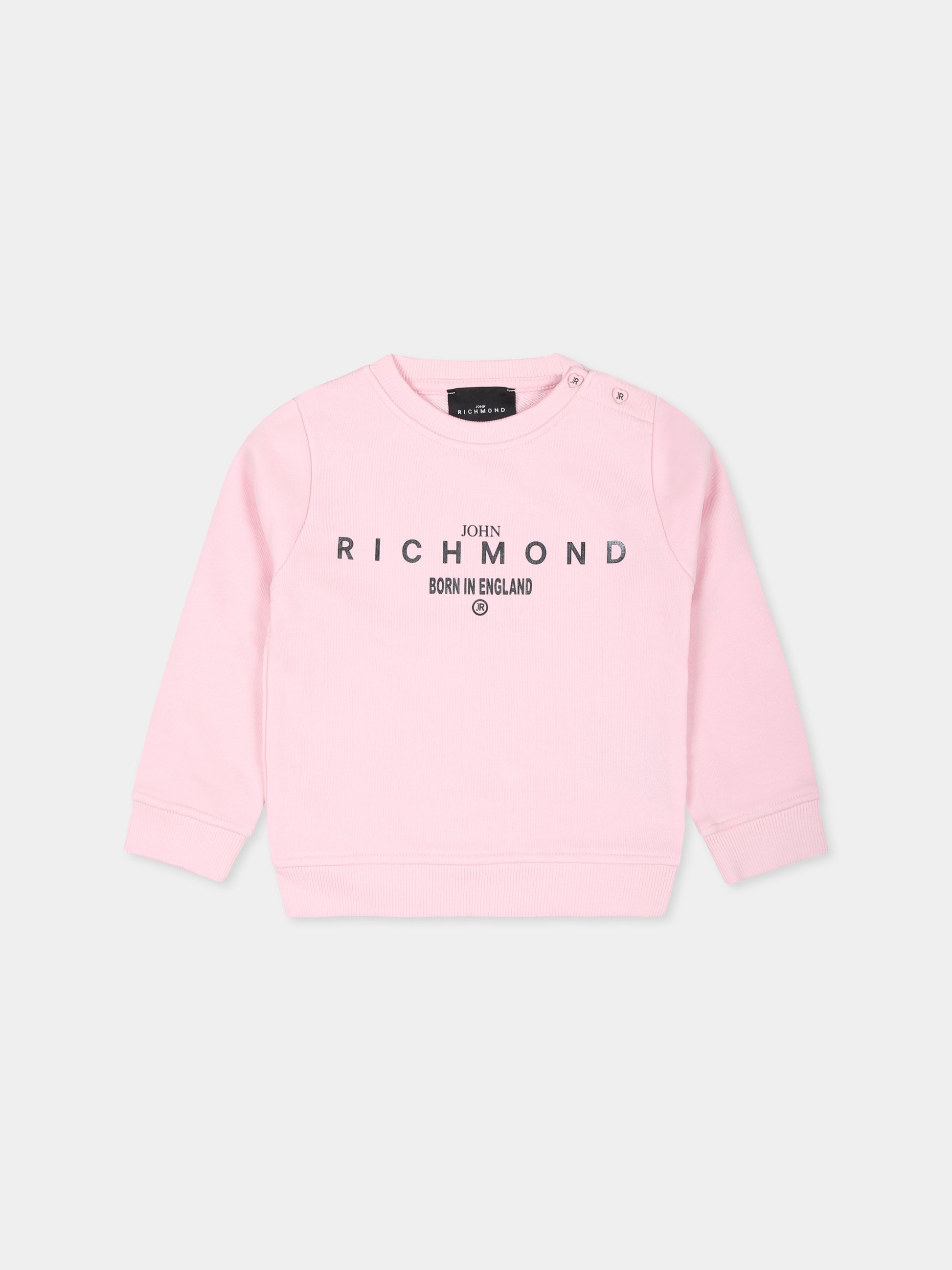 Felpa rosa per neonata con logo,Richmond,RIA24010FE PINK LIGHT