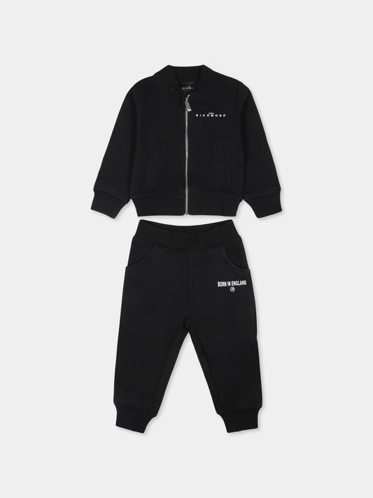 Completo nero per neonato con logo,Richmond,RIA24037CF BLACK