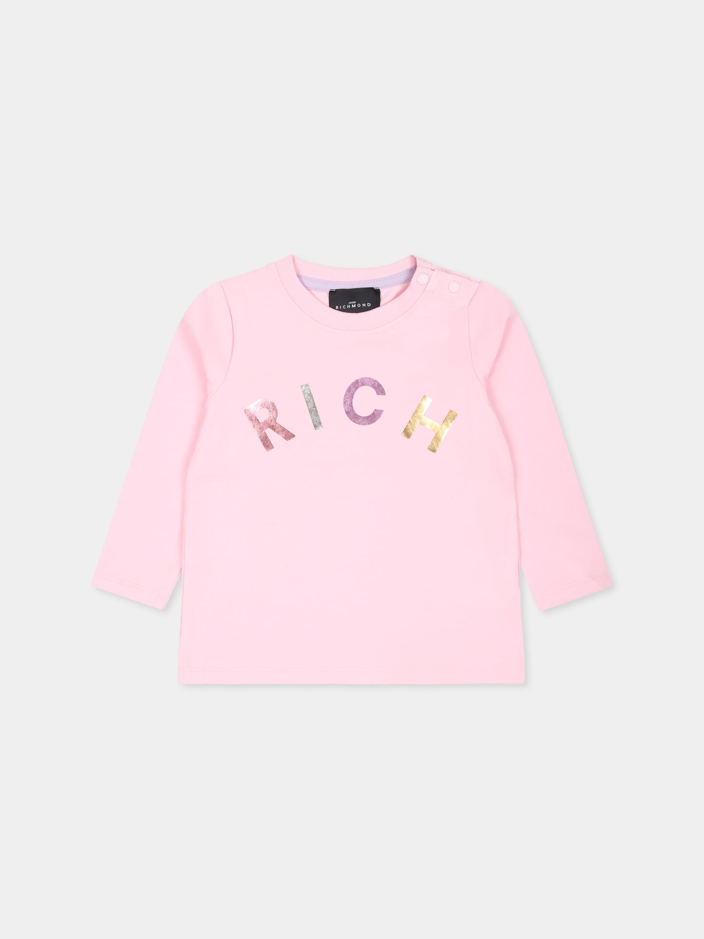 T-shirt rosa per neonata con logo,Richmond,RIA24054TS PINK LIGHT