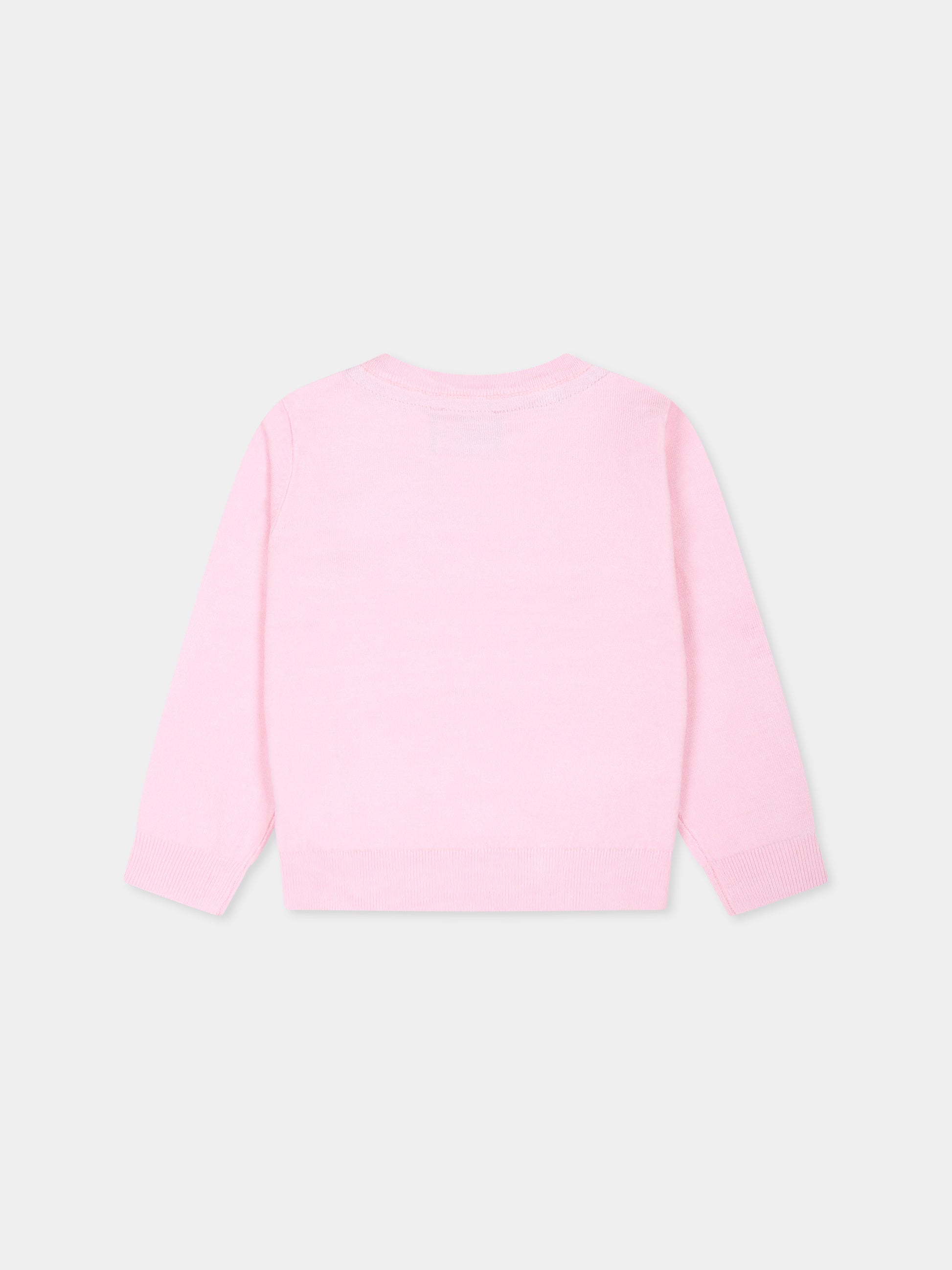 Maglione rosa per neonata con logo,Richmond,RIA24057MA PINK LIGHT