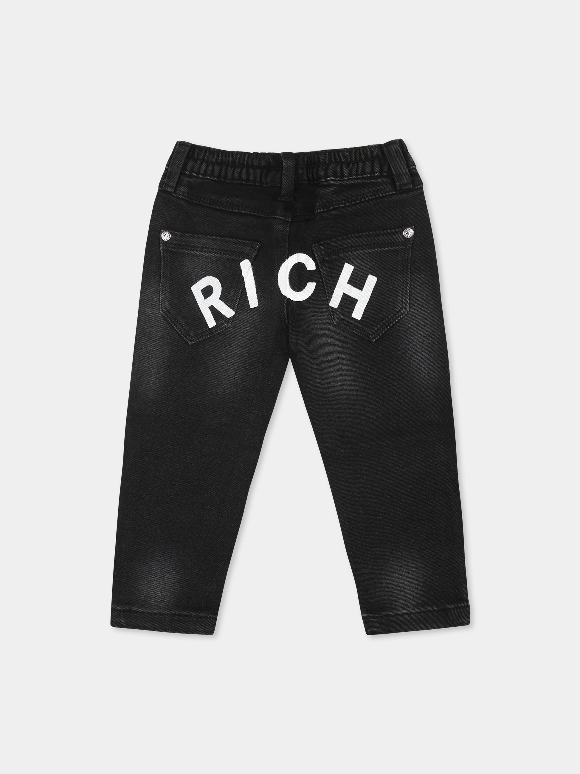 Jeans neri per neonato con logo,Richmond,RIA24029JE DENIM BLACK