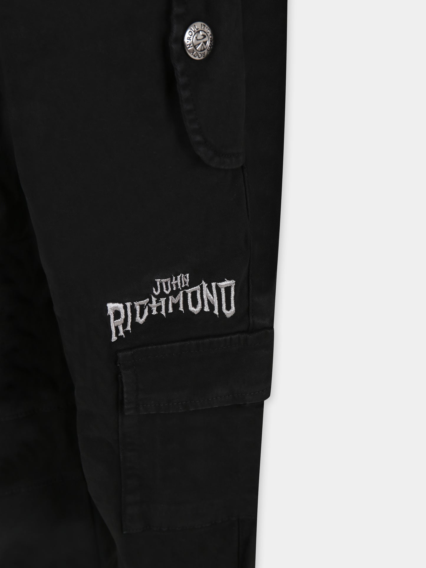 Pantaloni neri per bambino con logo,Richmond,RBA24077PA BLACK