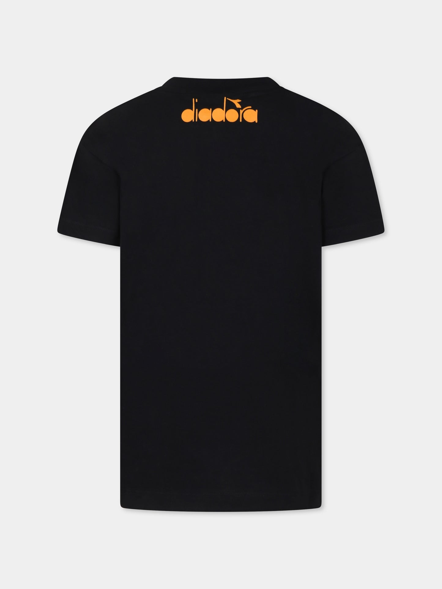 T-shirt nera per bambina con logo e scritta,Diadora Kids,F3DIJGTH091 110