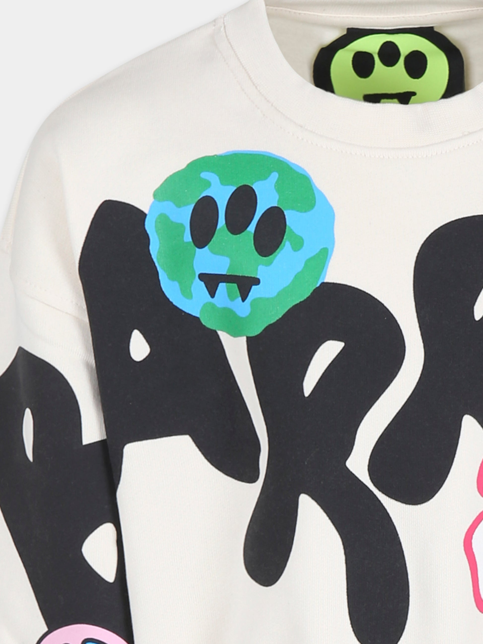 Felpa avorio per bambina con logo e smile,Barrow,F4BKJGSW092 013