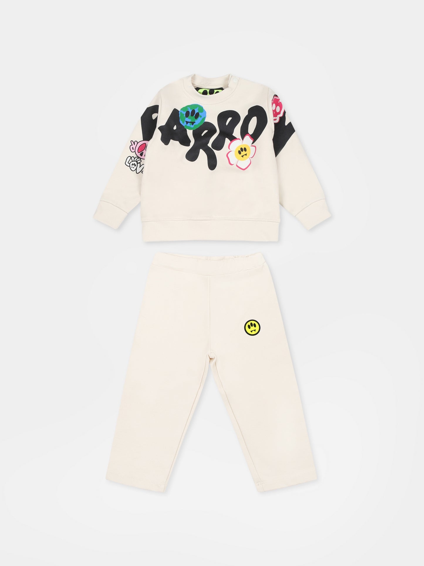 Ivory suit for baby girl with logo