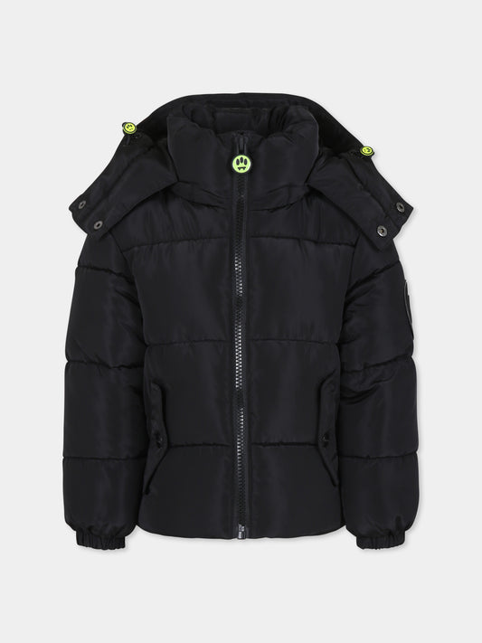 Black down jacket for kids with smiley