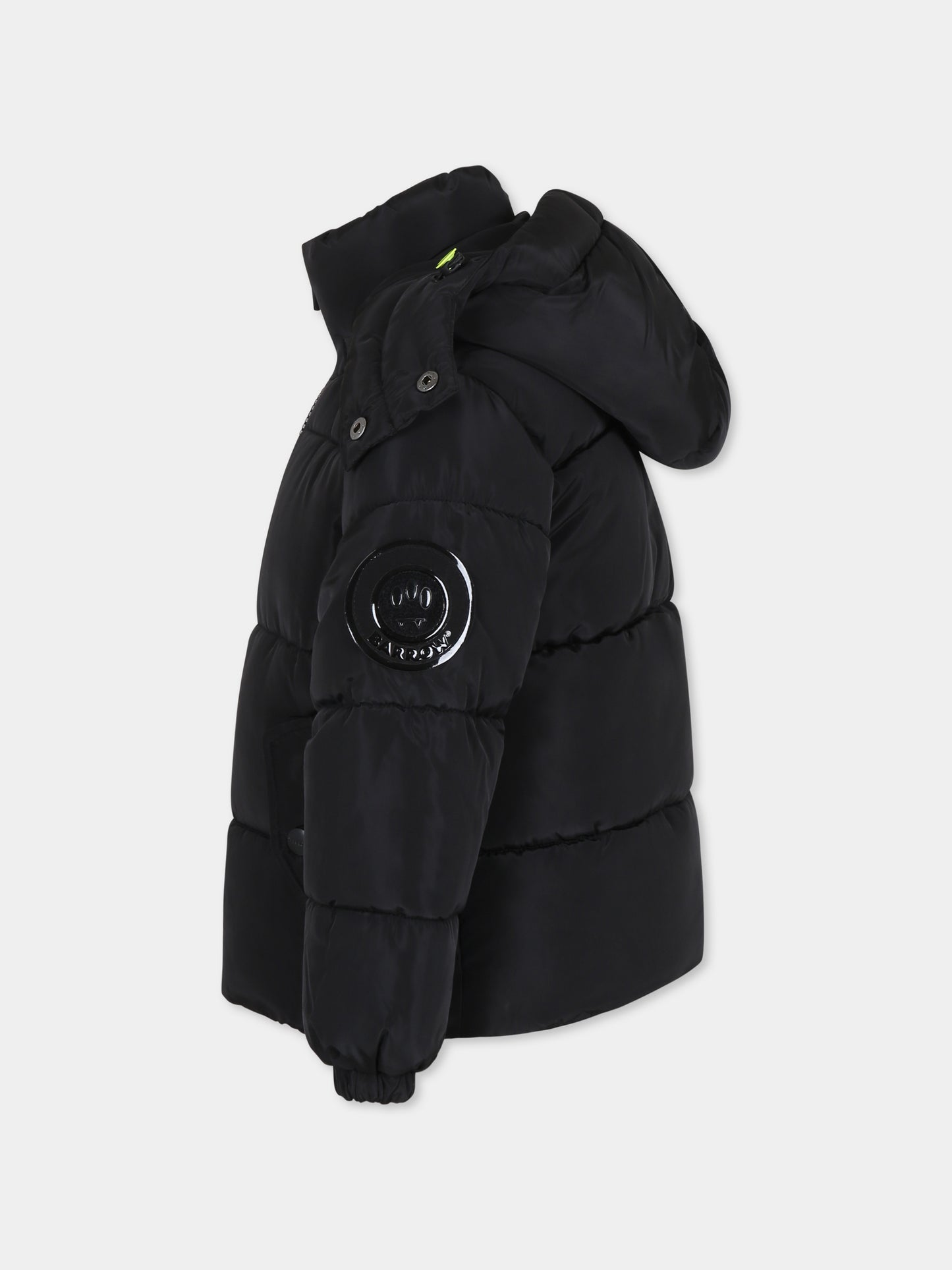 Black down jacket for kids with smiley