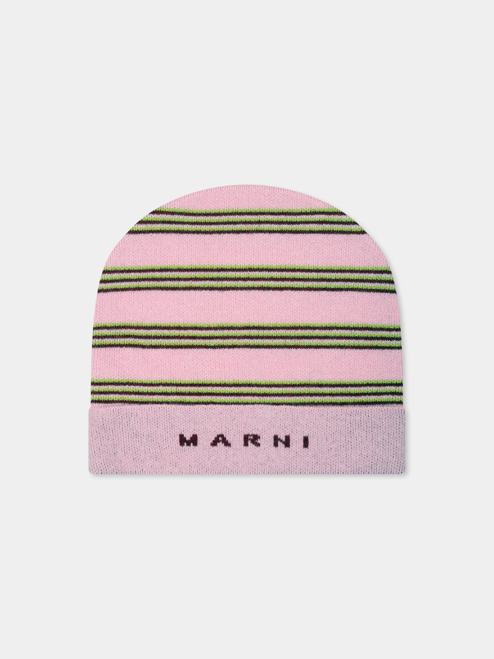 Berretto rosa per bambina con logo,Marni Kids,M01238 M00SZ MF32U 0M345