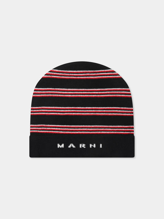 Berretto nero per bambini con logo,Marni Kids,M01238 M00SZ MF32U 0M900
