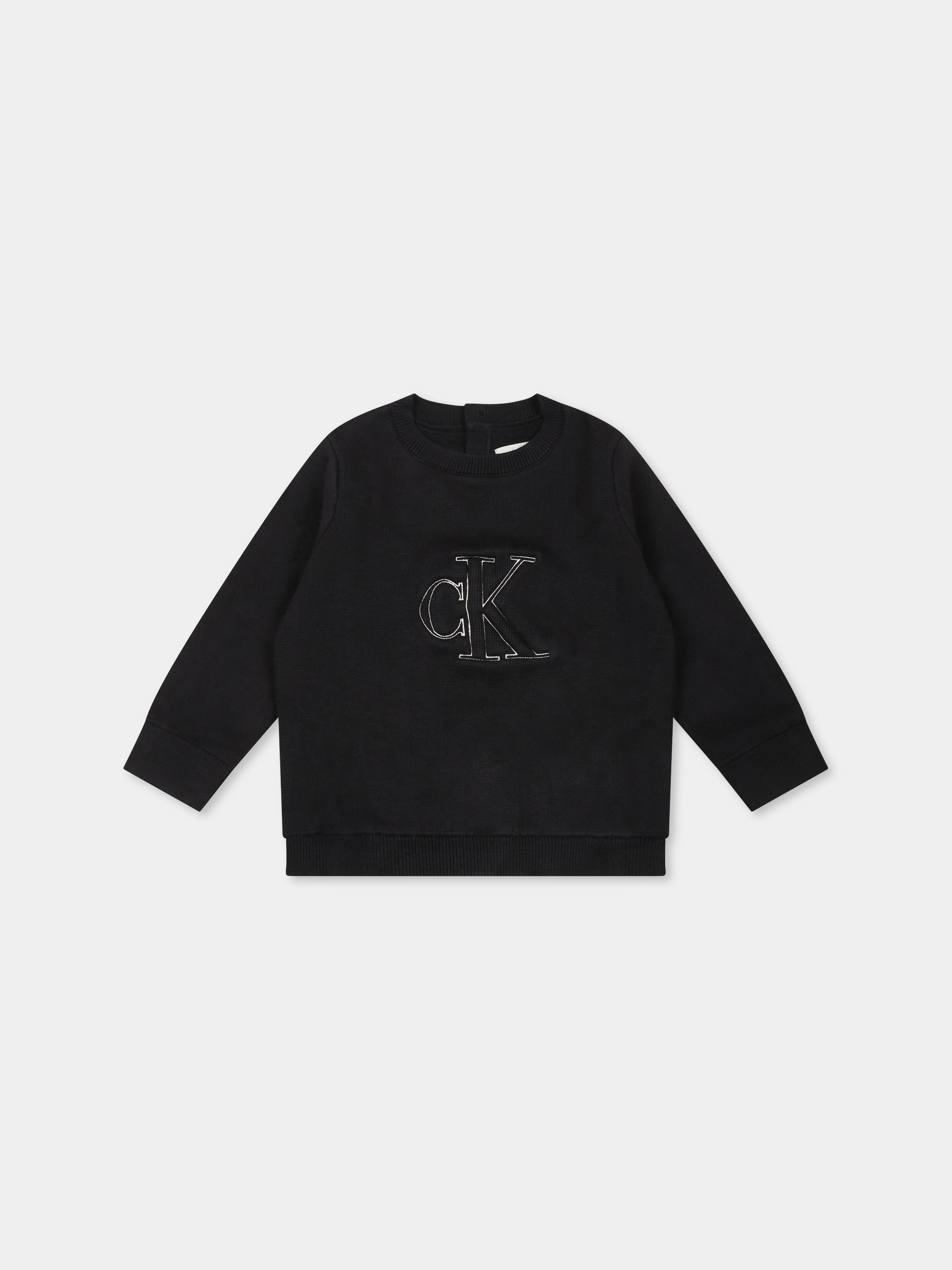 Maglione nero per neonati con monogramma,Calvin Klein Kids,IN0IN00234 BEH