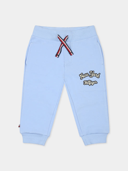 Light blue trousers for baby boy