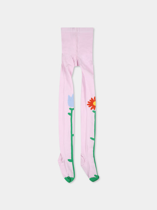 Collant rosa per bambina con fiori,Stella Mccartney Kids,TV0A10 Z0794 540