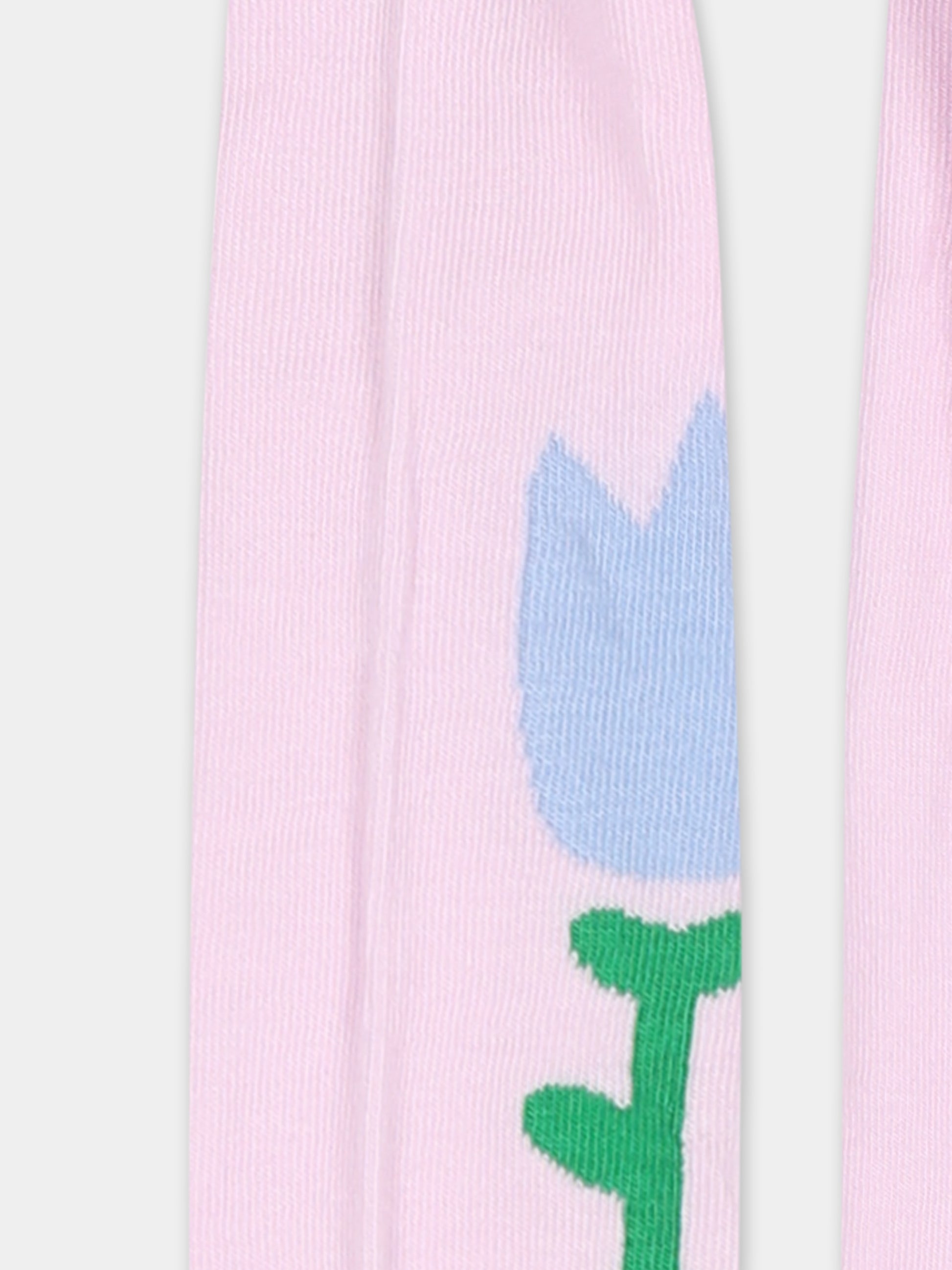 Collant rosa per bambina con fiori,Stella Mccartney Kids,TV0A10 Z0794 540