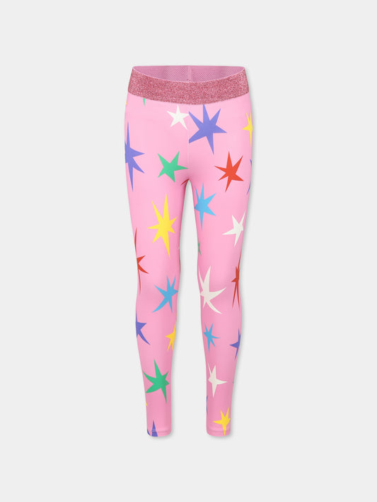 Leggings rosa per bambina con stelle all over,Stella Mccartney Kids,TV6C00 Z2026 547MC