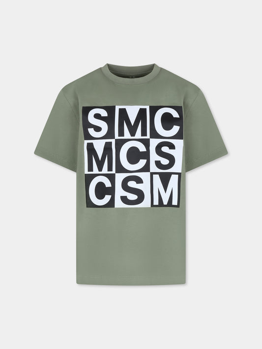 T-shirt verde per bambino con logo,Stella Mccartney Kids,TV8S51 Z0434 727