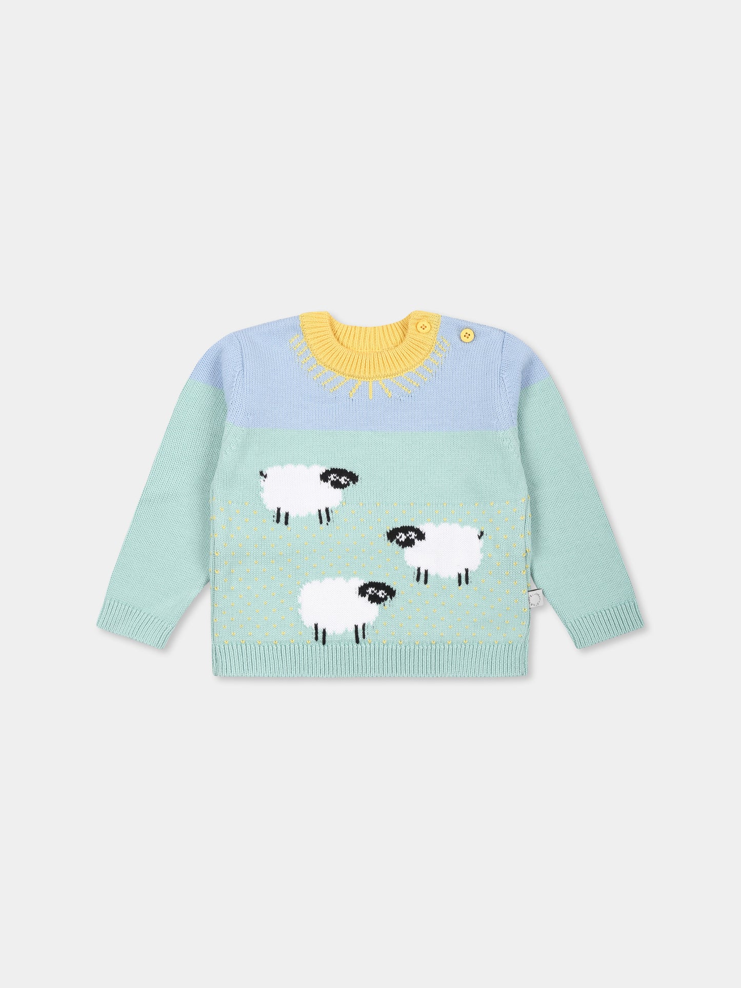 Maglione verde per neonato con pecore,Stella Mccartney Kids,TV9550 Z2423 999