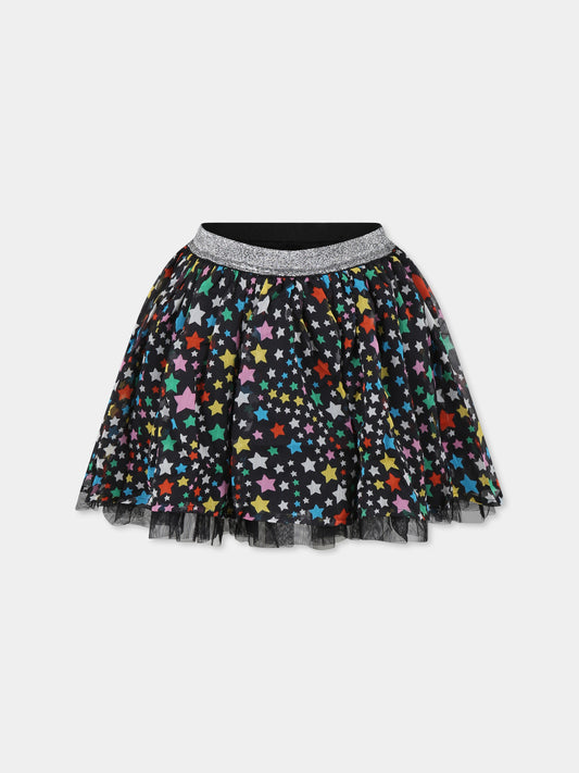 Gonna nera per bambina con stelle all over,Stella Mccartney Kids,TV7B21 Z2069 930MC