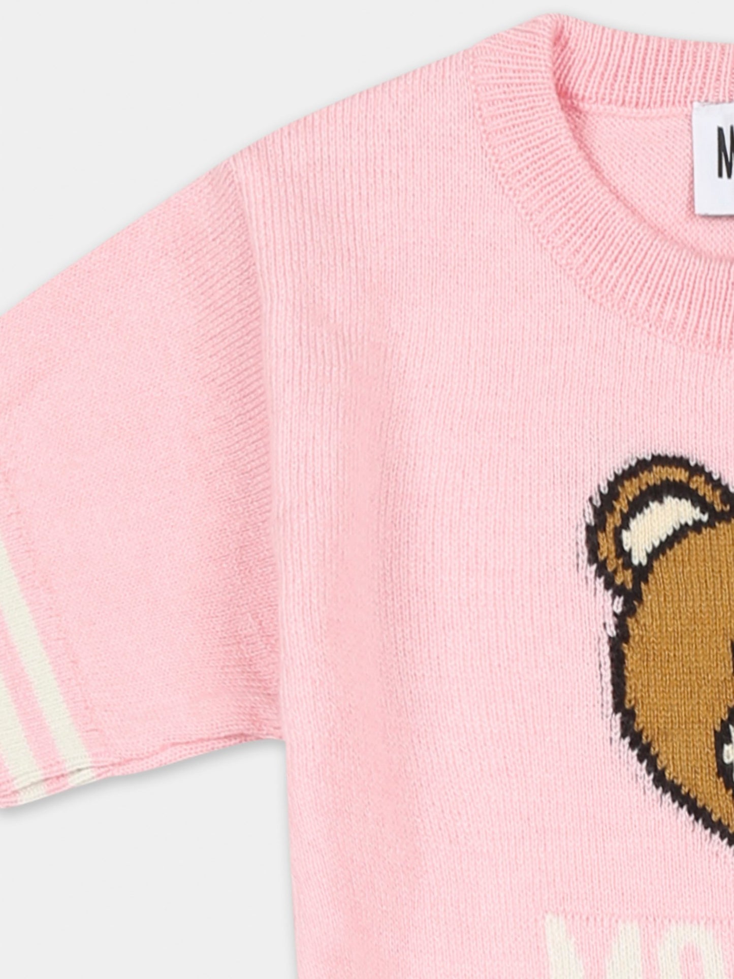 Vestito rosa per neonata con Teddy Bear,Moschino Kids,MDV0BO LHE43 50209