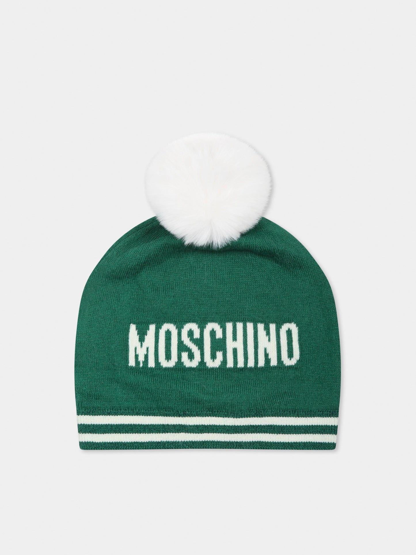 Berretto verde per neonati con Teddy Bear,Moschino Kids,MUX04W LHE43 30139