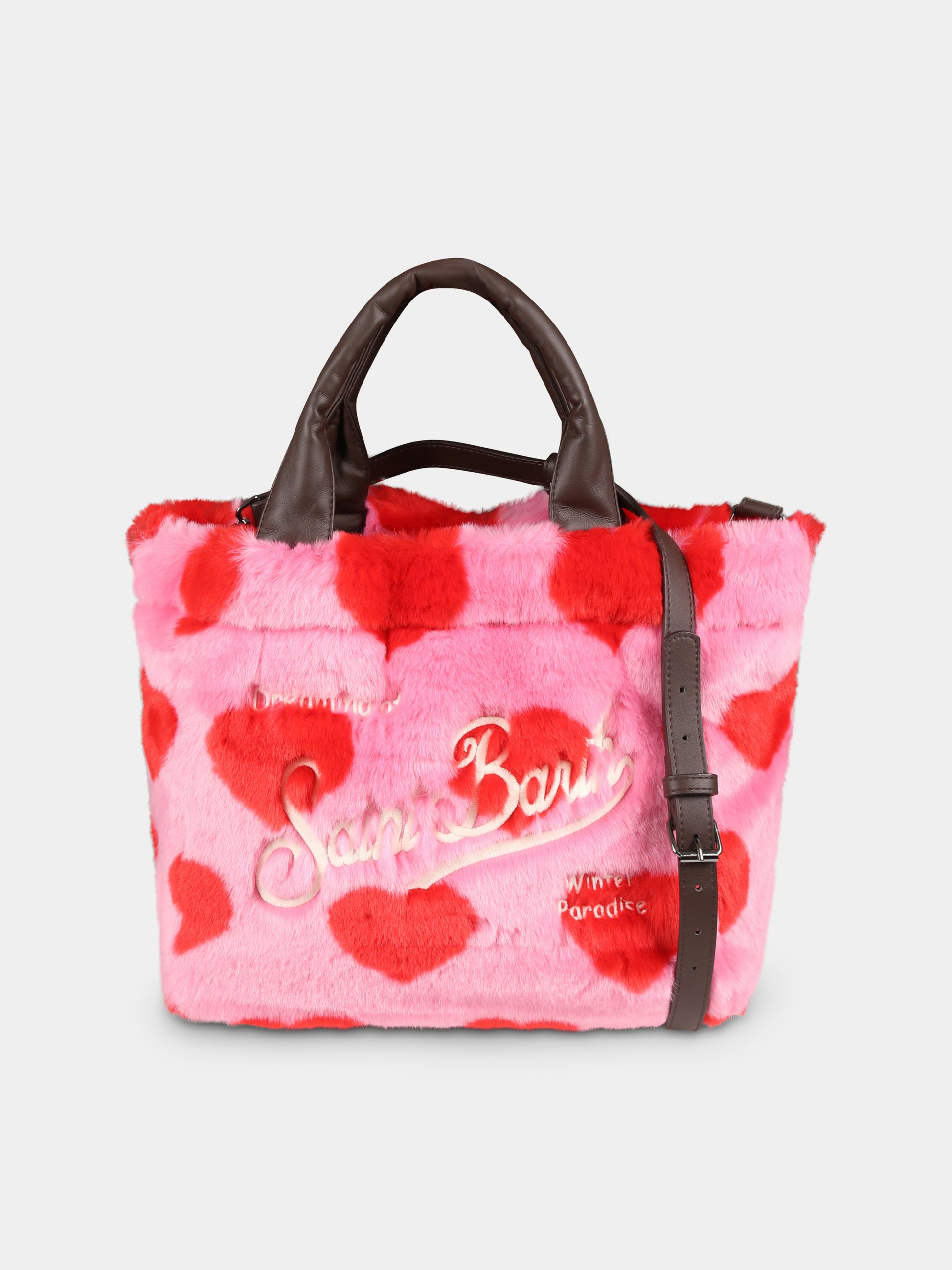 Borsa rosa Colette per bambina con cuori e logo,Mc2 Saint Barth,COL0016 00098E