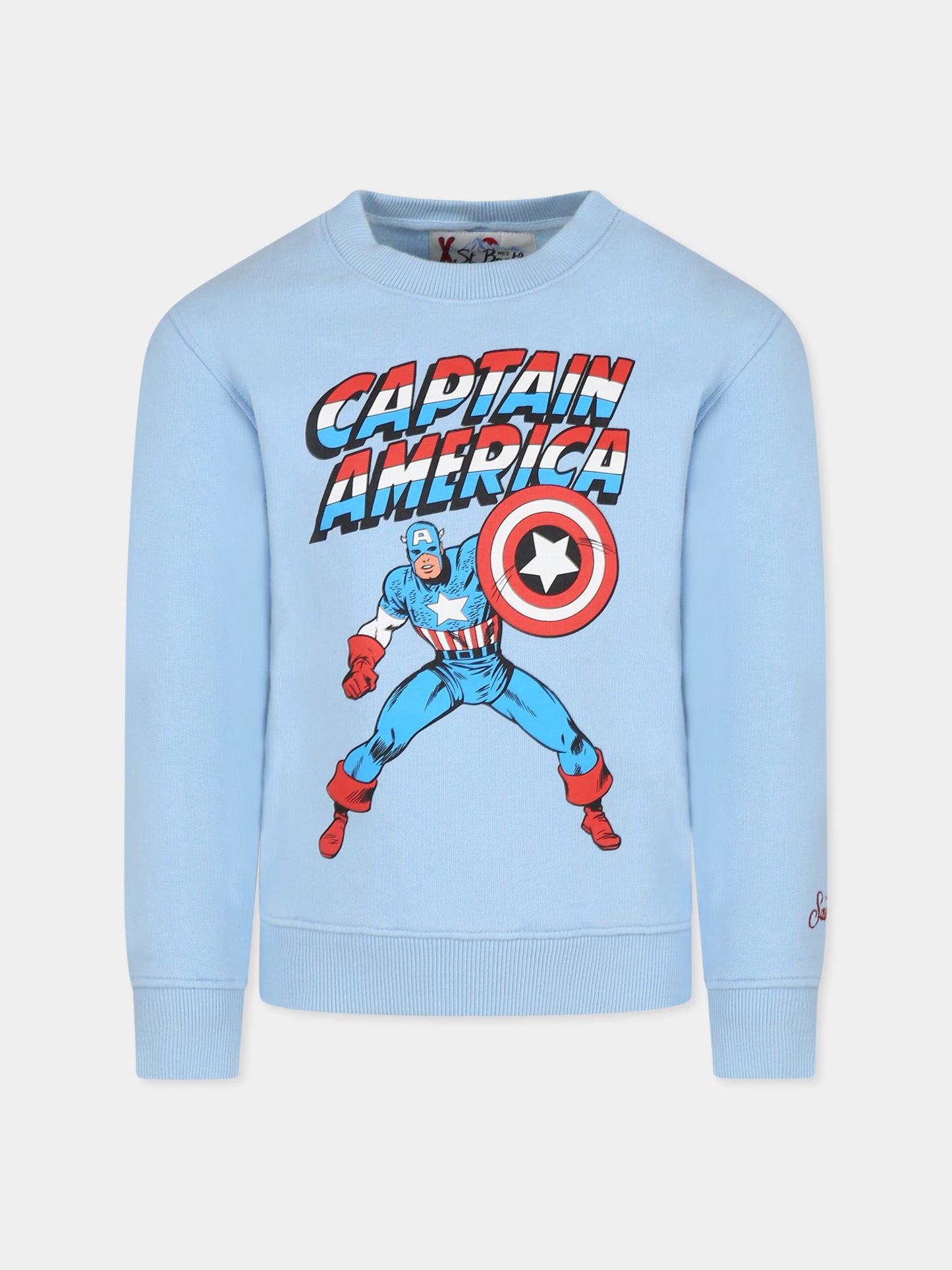 Felpa celeste per bambino con Captain America,Mc2 Saint Barth,HUT0004 - 00944E