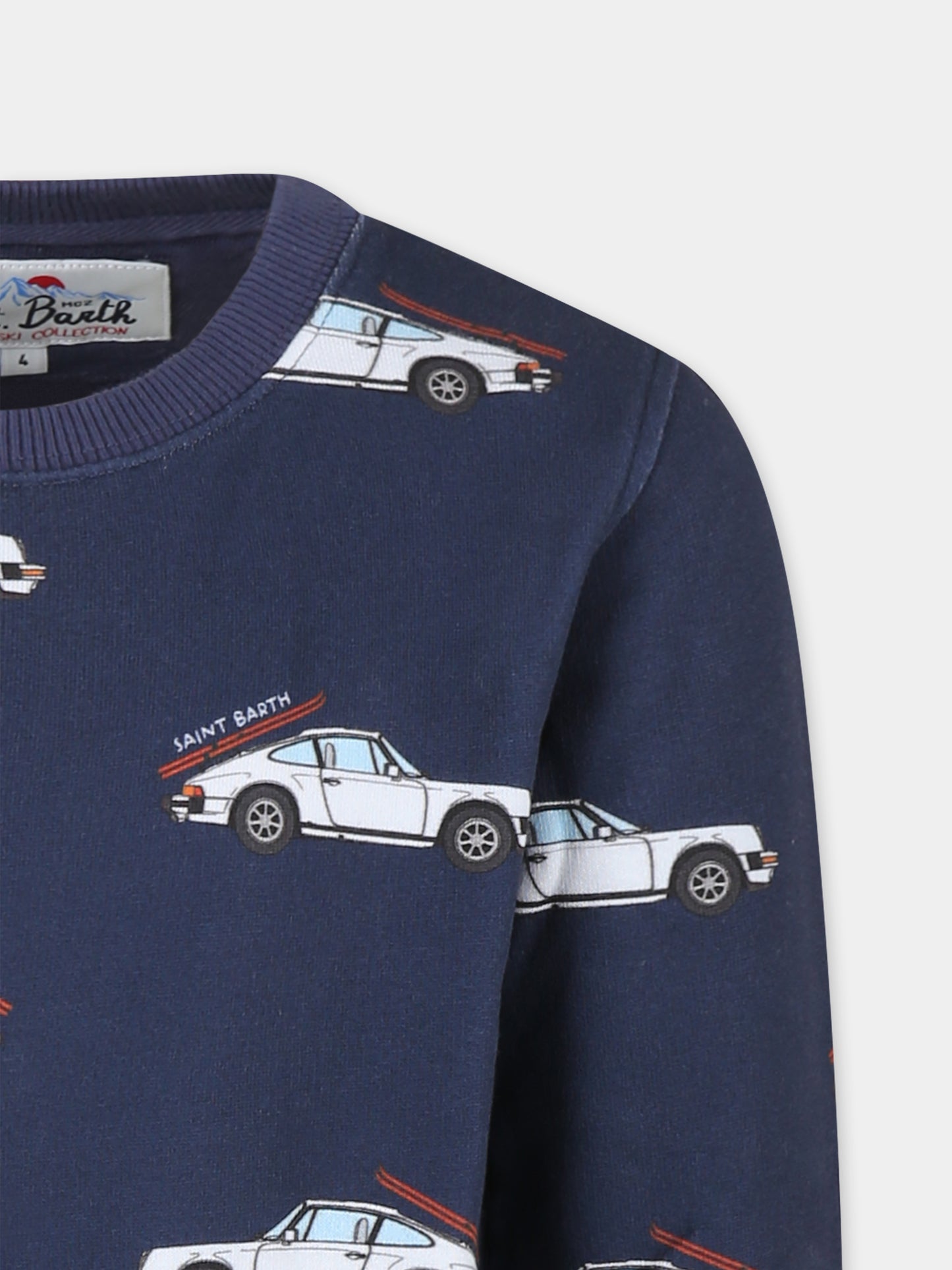 Felpa blu per bambino con automobile all over,Mc2 Saint Barth,HUT0003 - 02020G