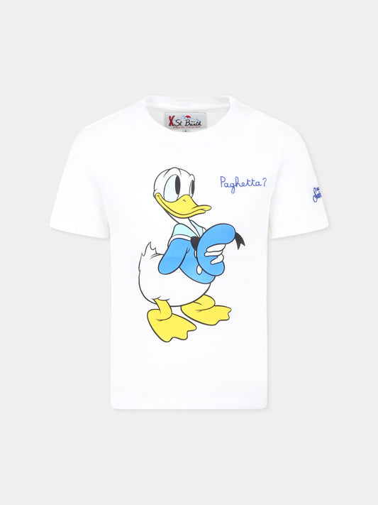 T-shirt bianca per bambino con Paperino,Mc2 Saint Barth,CAM0001 - 00665G