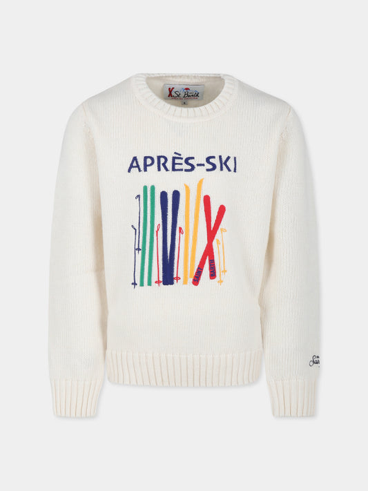 Maglione beige per bambino con sci,Mc2 Saint Barth,BOMD003 - 02516G