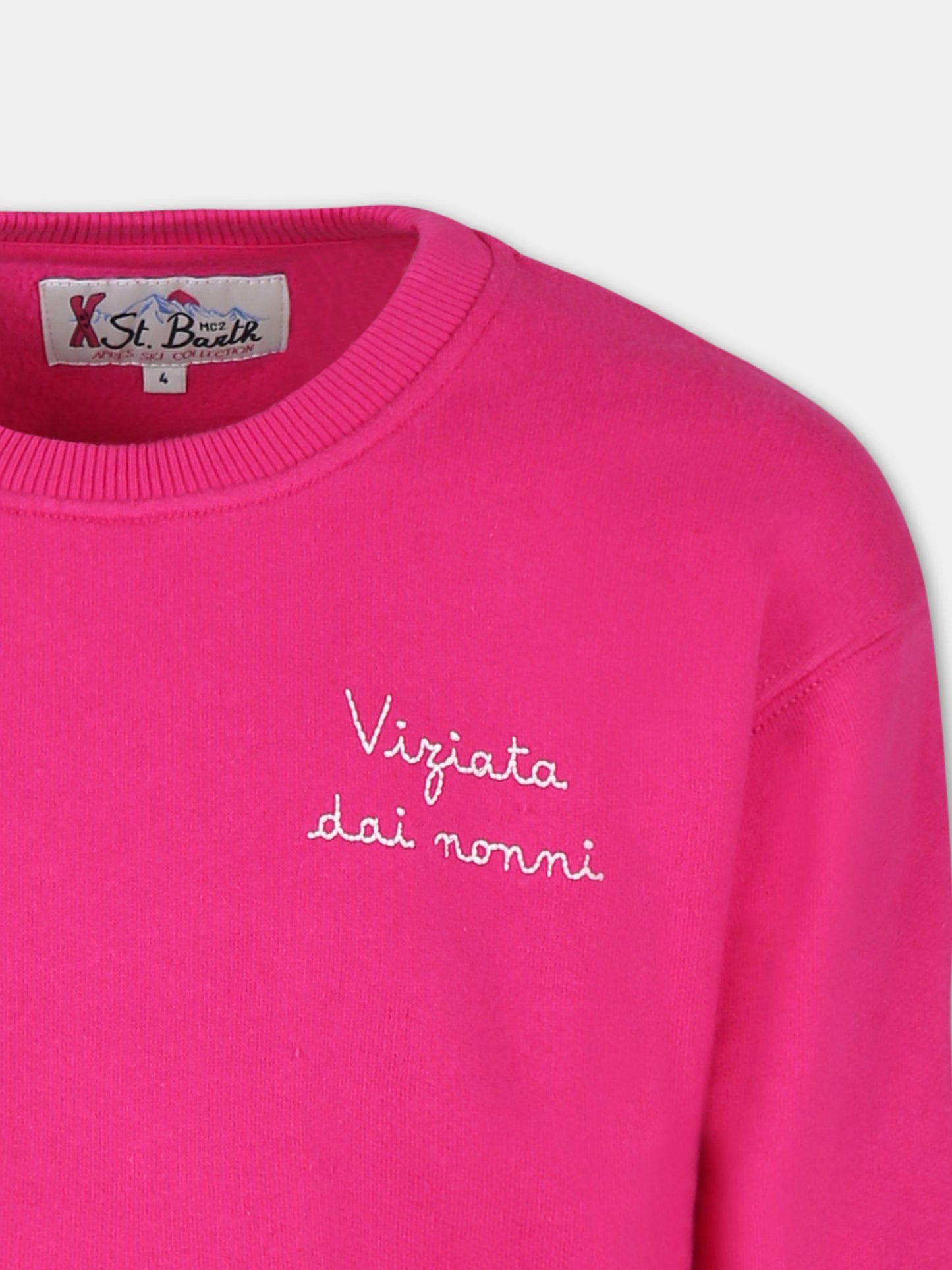 Fuchsia sweatshirt for girl with writing