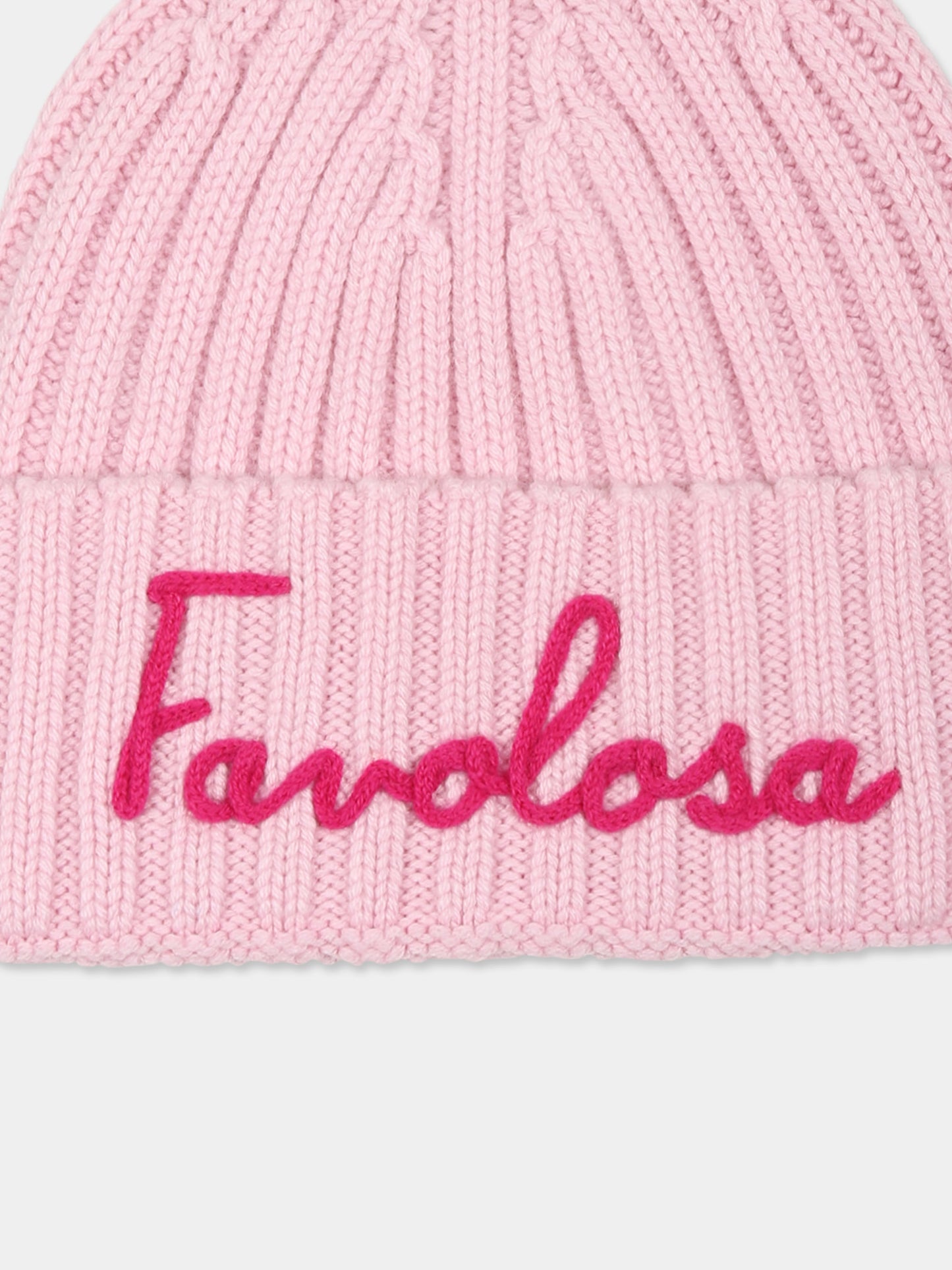 Berretto rosa per bambina con scritta Favolosa,Mc2 Saint Barth,WENG018 10422E