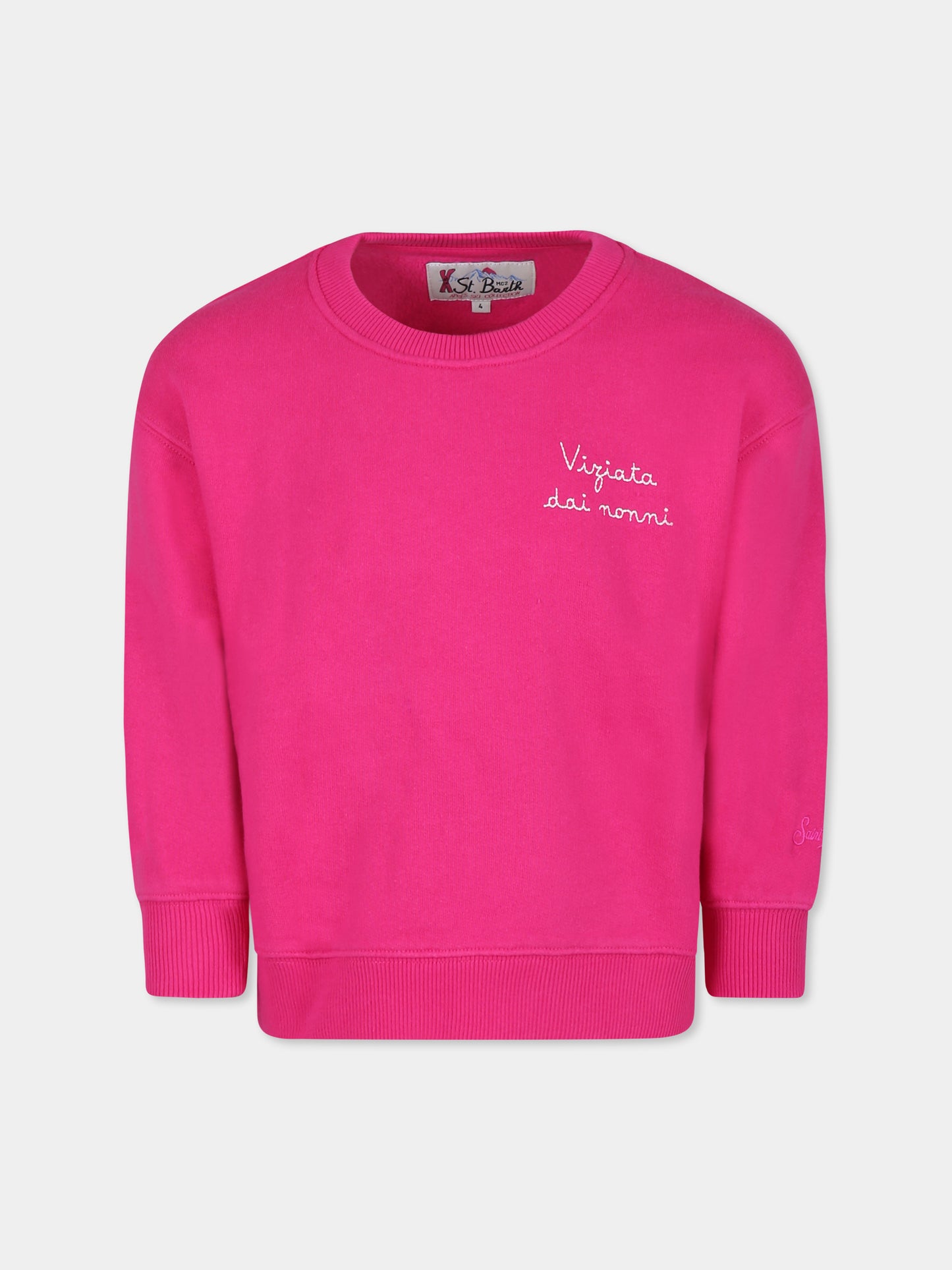 Felpa fucsia per bambina con scritta Viziata dai nonni,Mc2 Saint Barth,BRN0002 01629G