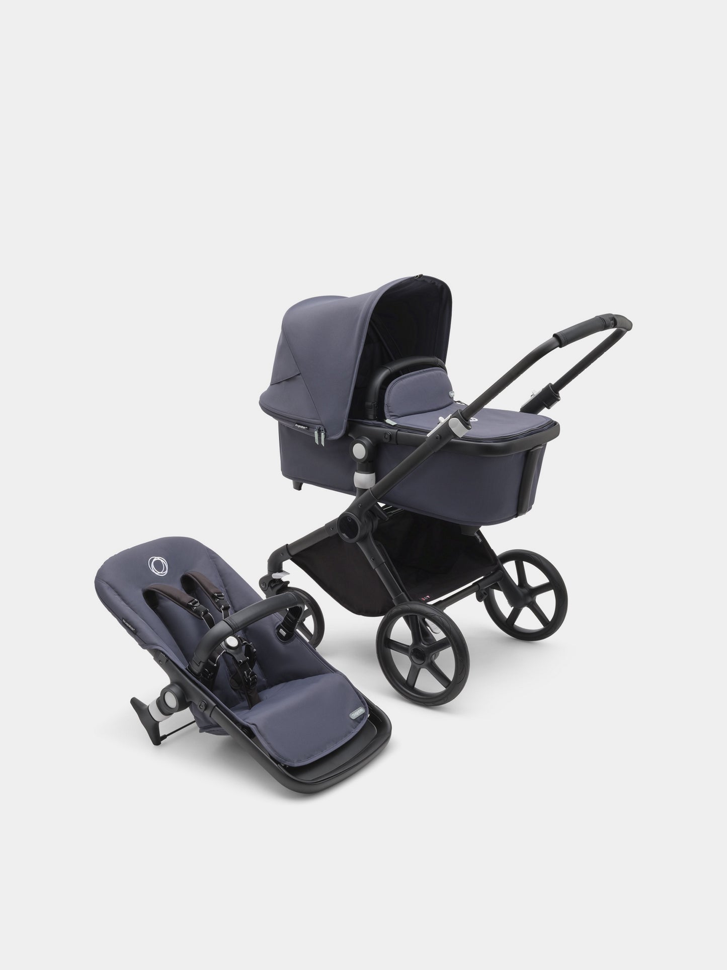 Passeggino Fox Cub completo Black/Stormy blue per neonati