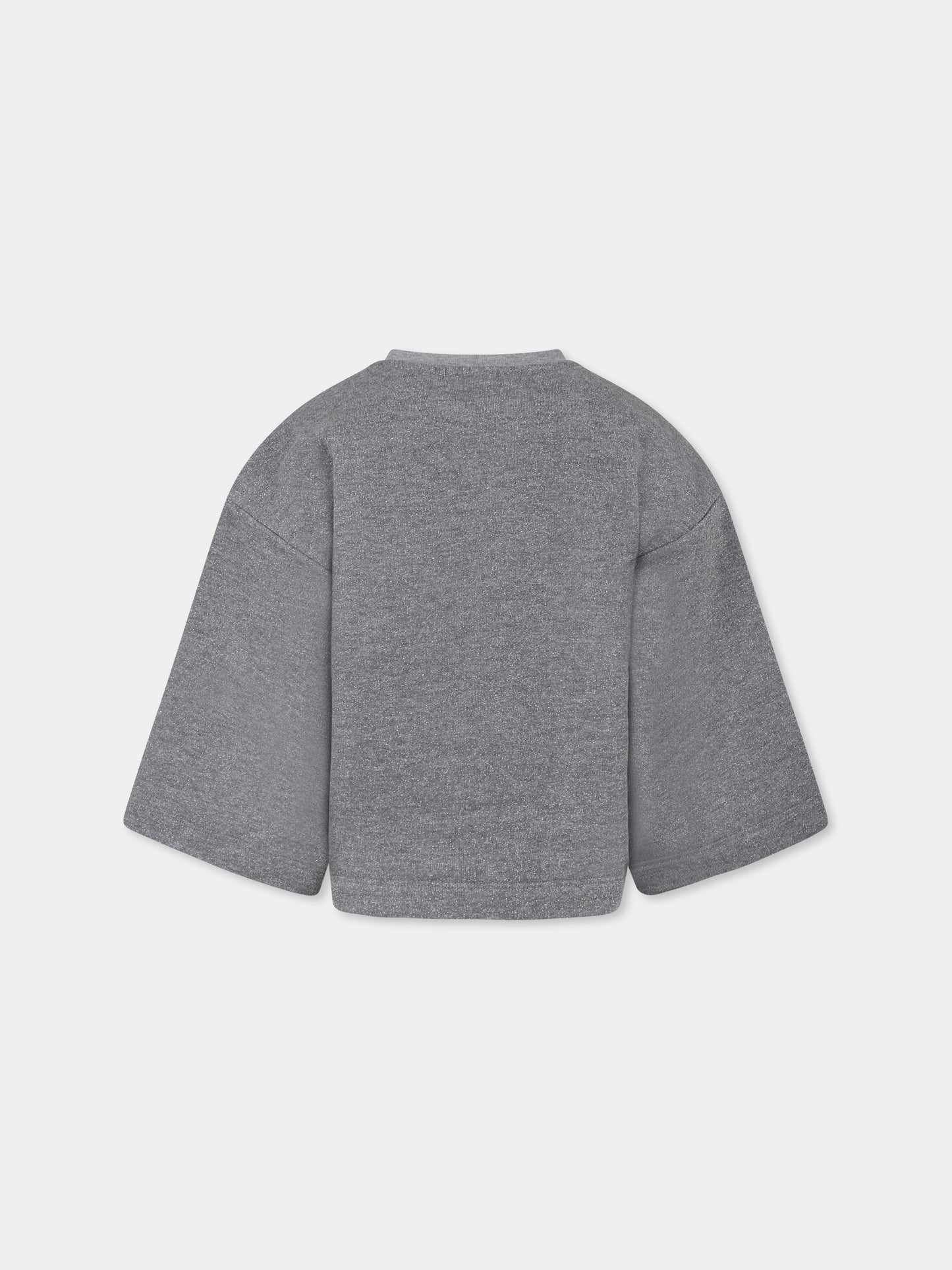 Grey crop sweatshirt for girl with logo