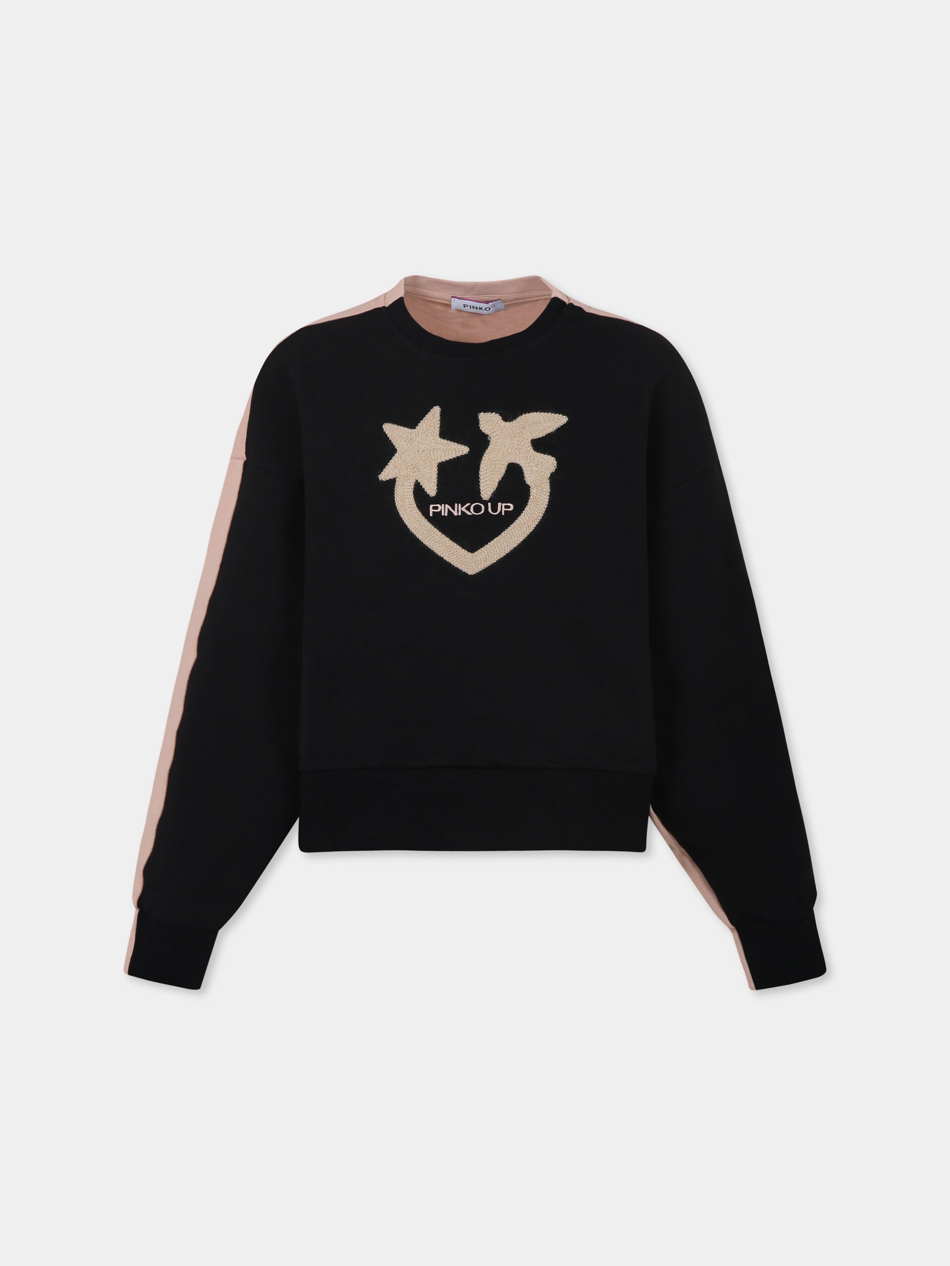 Felpa crop nera per bambina con logo,Pinko,F4PIJGSW050 110/85